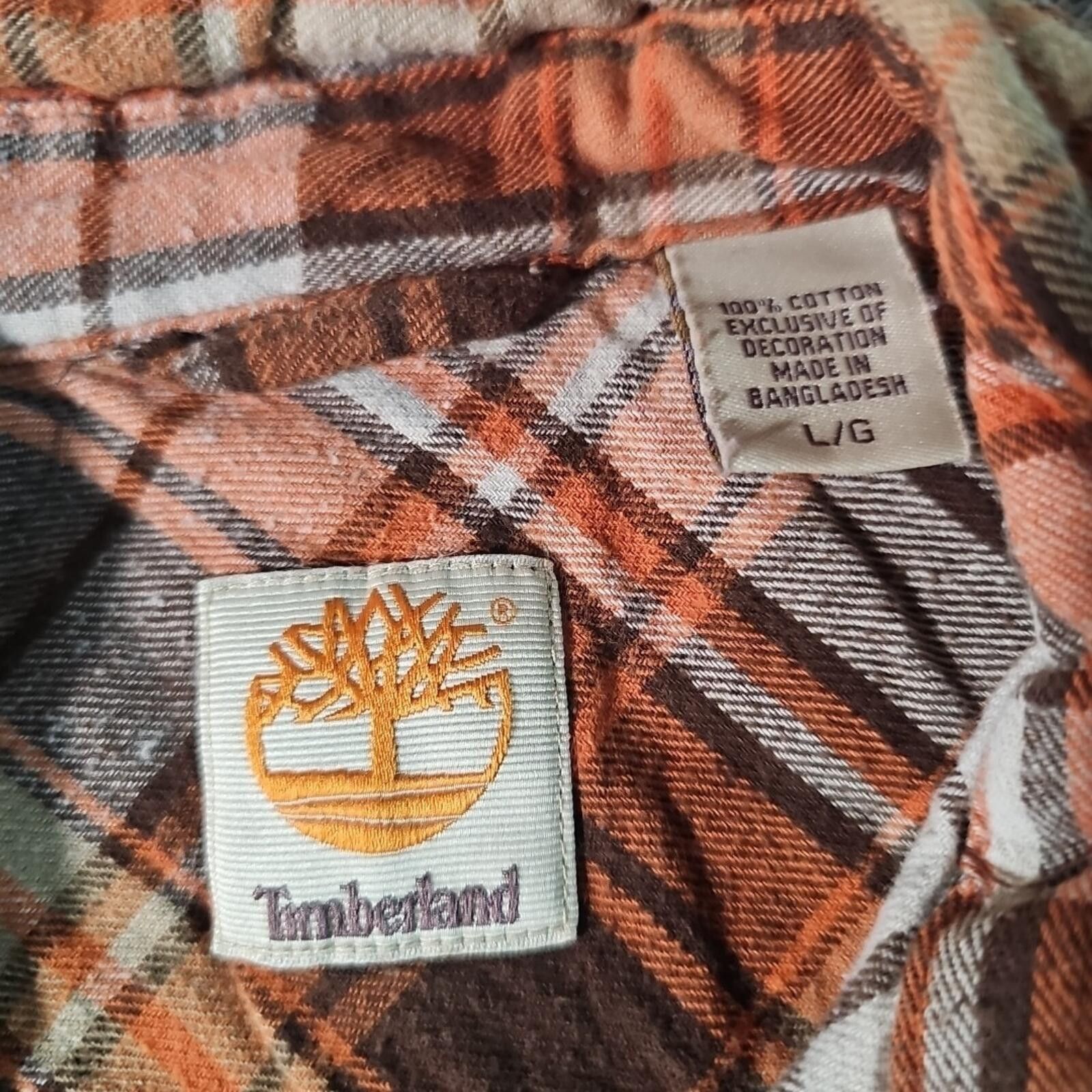 Timberland Timberland L Brown Orange Flannel Button Up Size US L / EU 52-54 / 3 - 3 Thumbnail