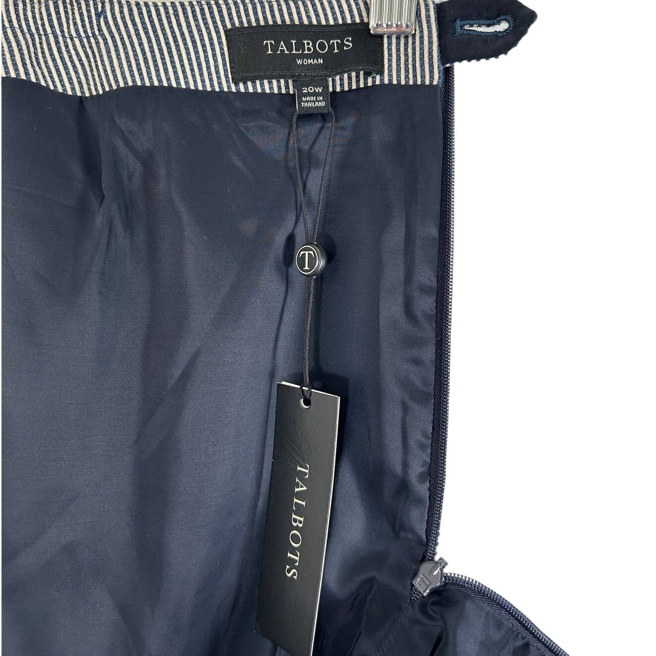 Robert Talbott NWT Talbots Navy and White Pin Striped Pencil Skirt Womens Size 42" / US 20 - 5 Thumbnail