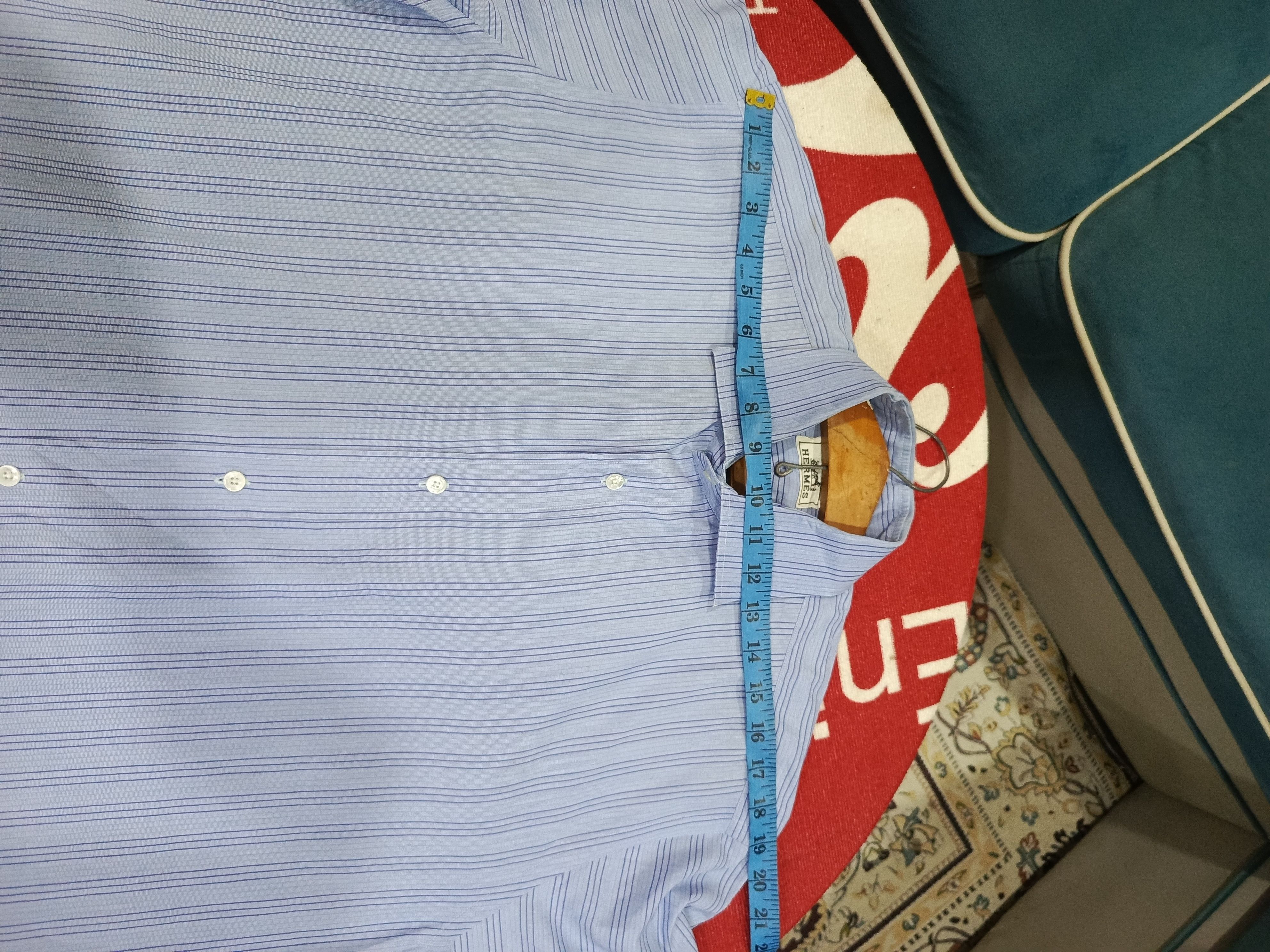 Hermes Hermès light blue multi-striped button-down dress shirt Size US XL / EU 56 / 4 - 13 Thumbnail