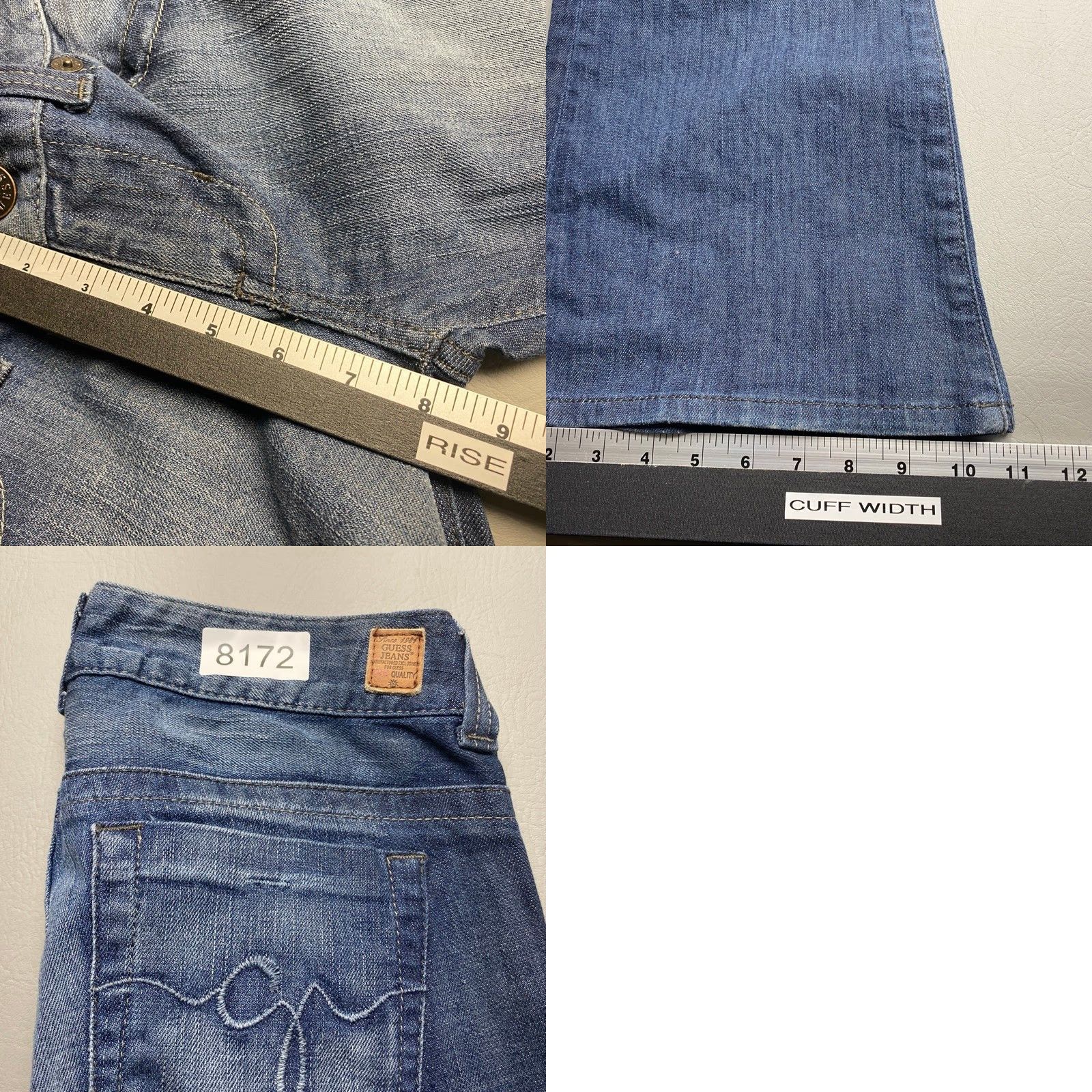 Guess VINTAGE Guess Y2K Women's Daredevil Flare Jeans 29x34 Nice Fade 8172 - Denim Blue 5-Pocket Jeans Size 29" - 9 Thumbnail