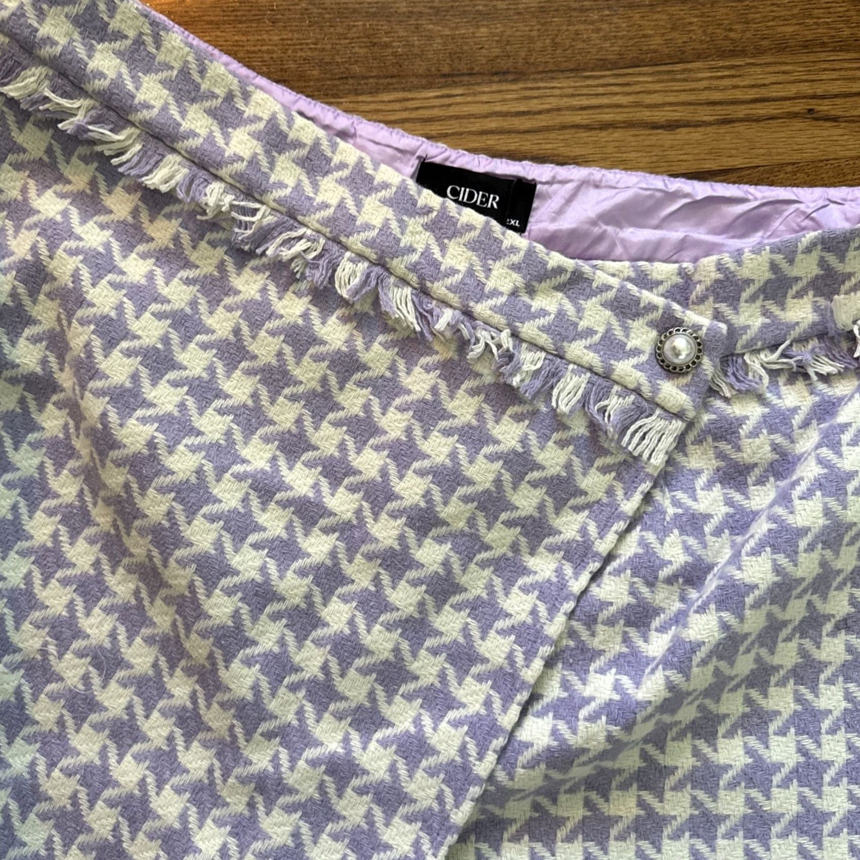Cider CIDER Jacket Short Purple Houndstooth Tweed XL Women Suit Set Short Jacket C11 Size 40" / US 18 - 3 Thumbnail