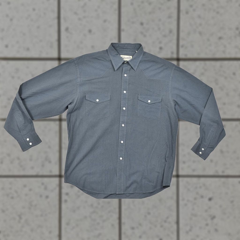 Vintage Sunweave Mens XL Western Pearl Snap Shirt Long Sleeve Textured Gray Point Collar Size US XL / EU 56 / 4 - 1 Thumbnail