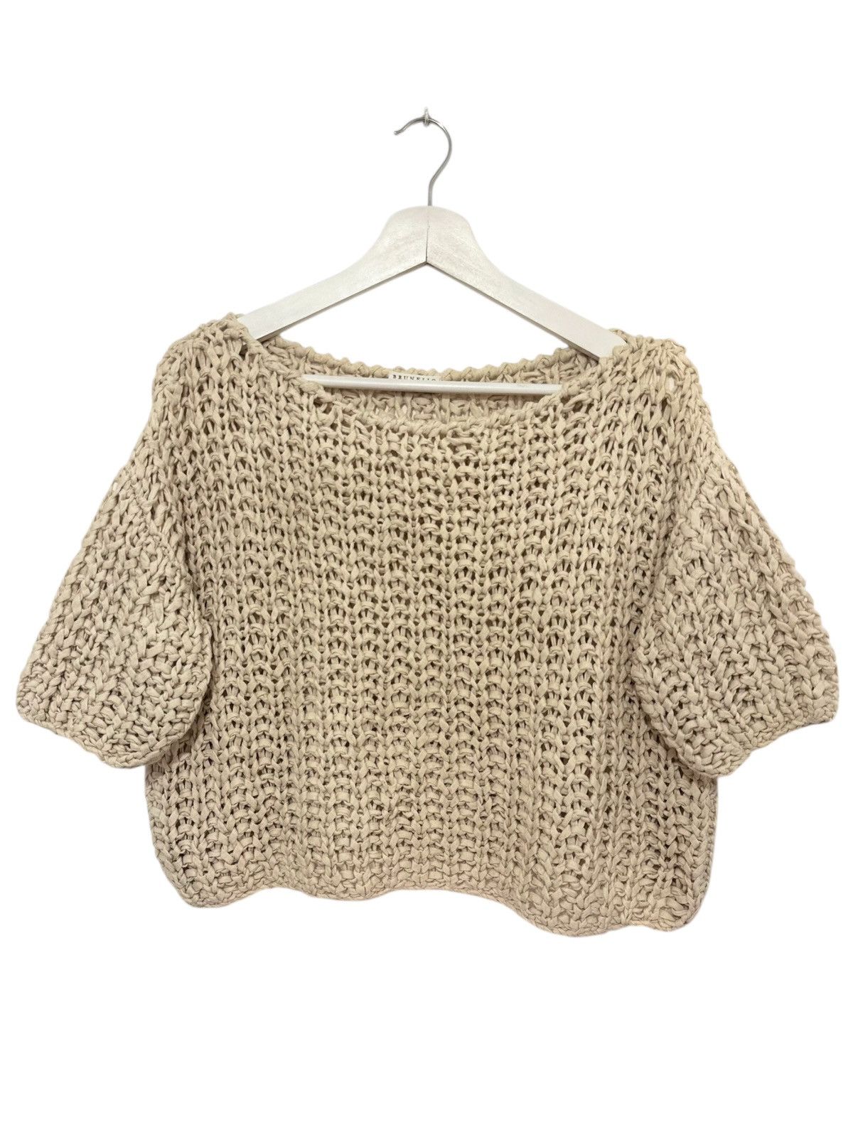 Brunello Cucinelli Luxury designer quality short sleeve crochet sweater Size M / US 6-8 / IT 42-44 - 1 Thumbnail