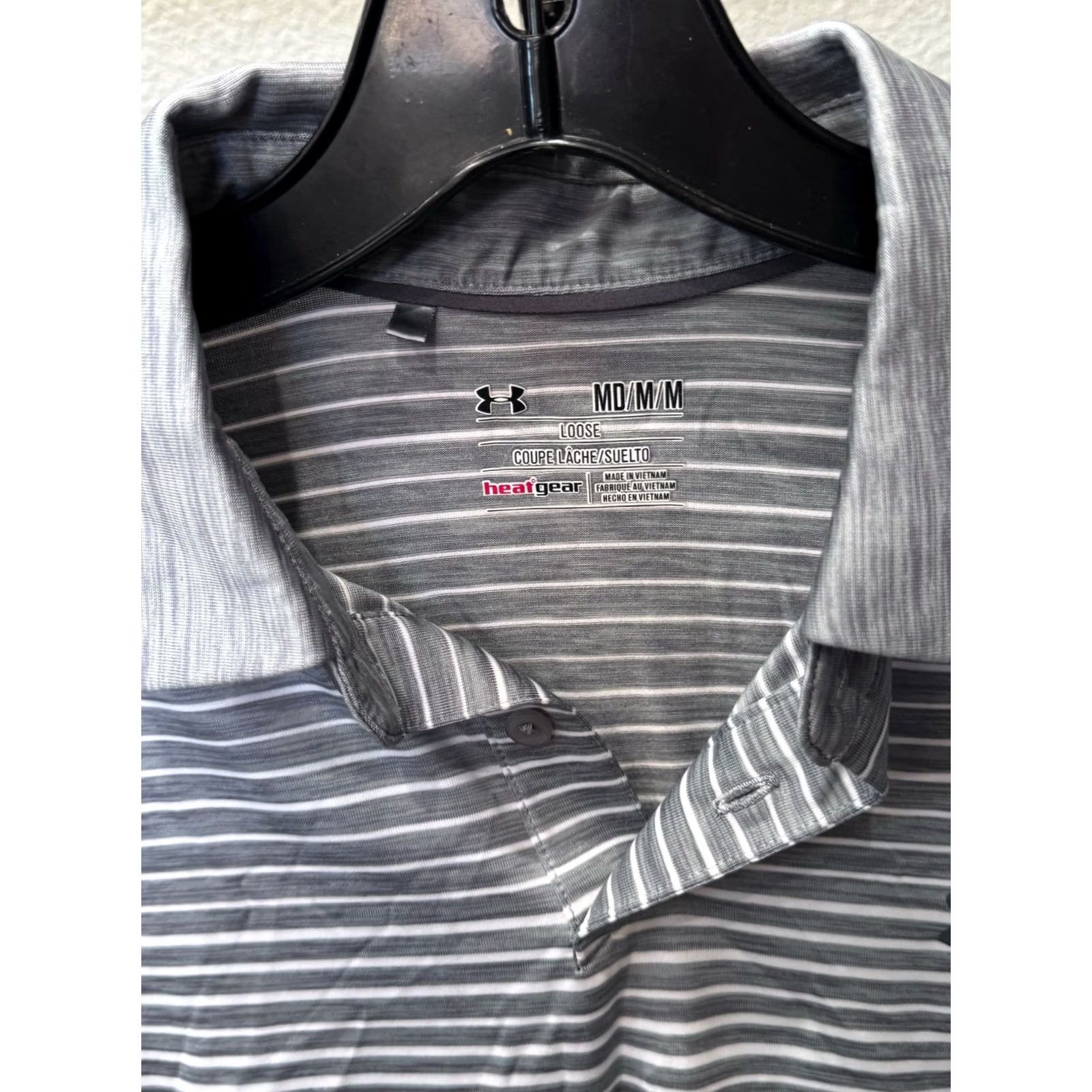 Under Armour Under Armour POLO SHIRT Men Medium M Gray Stripe DG Heart Size US M / EU 48-50 / 2 - 7 Thumbnail