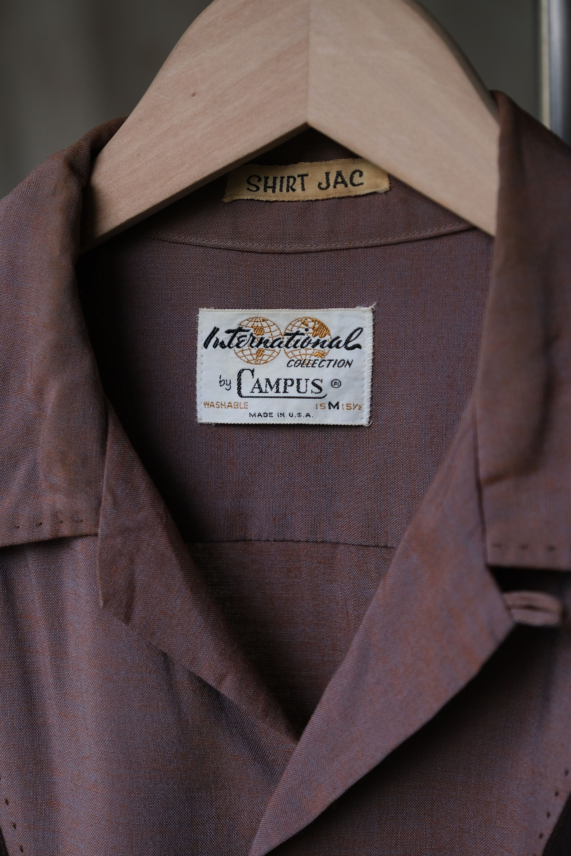 Vintage 1950’s CAMPUS 2-Tone Rayon Gabardine Velet Shirt Rockabilly Size US M / EU 48-50 / 2 - 2 Thumbnail