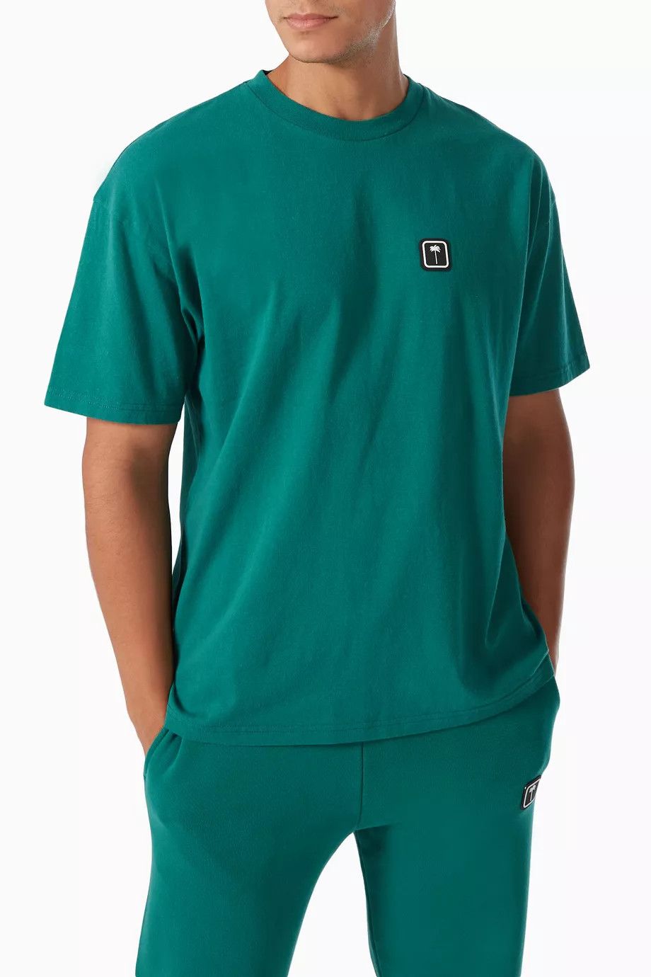 Palm Angels o1y0325 Logo Crewneck T-Shirt in Emerald Green Size US XS / EU 42 / 0 - 3 Thumbnail