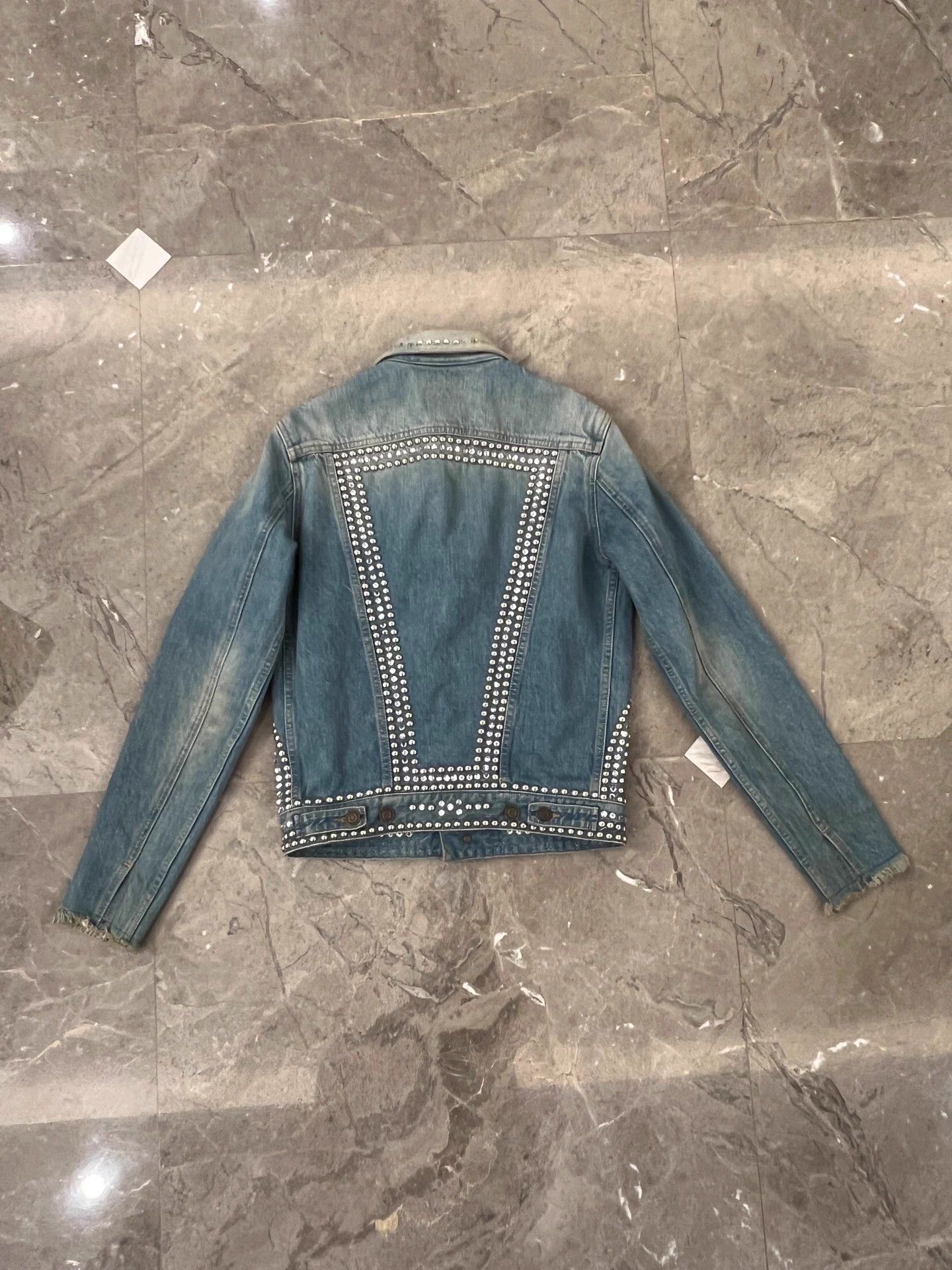 Saint Laurent Paris Saint Laurent 16SS Hedi Slimane Rhinestone Beaded Denim Jkt Size US XS / EU 42 / 0 - 3 Thumbnail