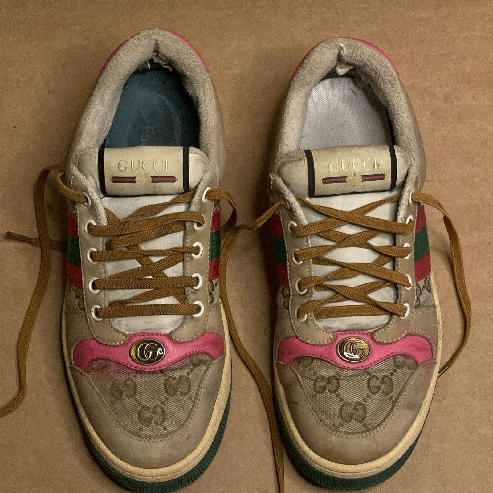 Gucci Gucci Sneakers Screener Distressed Leather Monogram Canvas Size US 8.5 / IT 38.5 - 7 Thumbnail