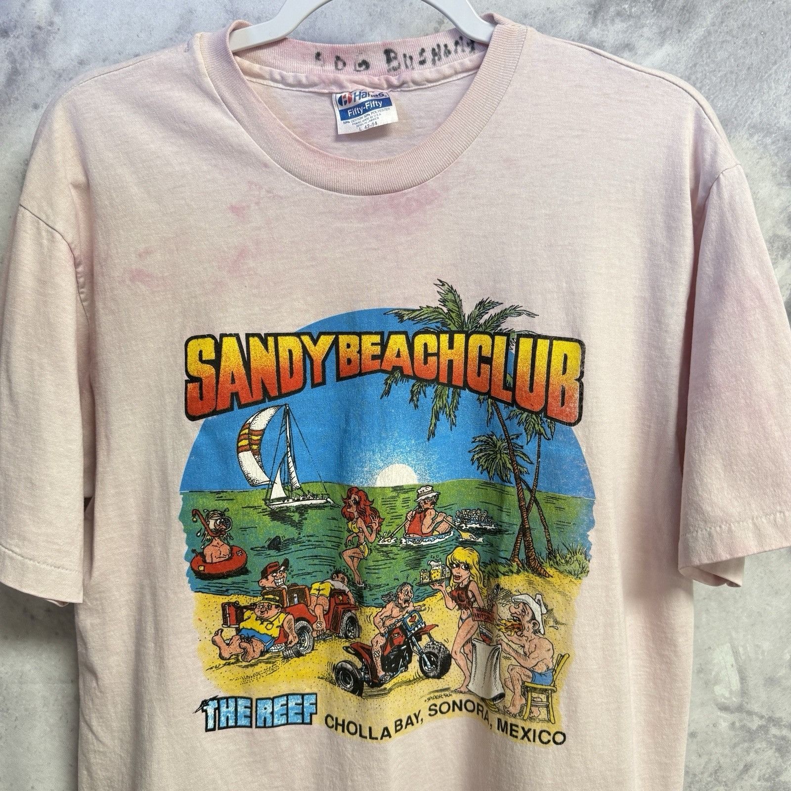 Vintage Vintage Sandy Beach Club The Reef Mexico Funny Party T Shirt Size US L / EU 52-54 / 3 - 1 Thumbnail
