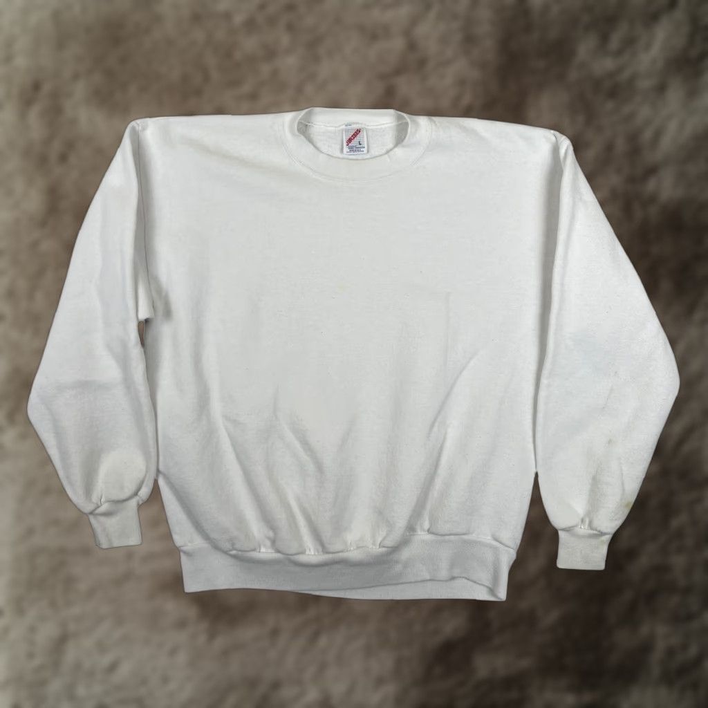 Jerzees VINTAGE Jerzees Sweatshirt Mens Large White Blank Fleece Crewneck USA Pullover Size US L / EU 52-54 / 3 - 1 Thumbnail
