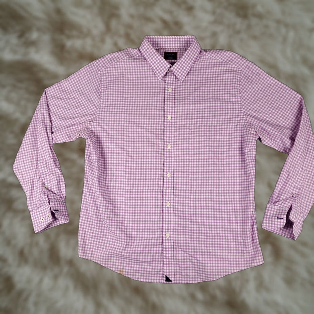 UNTUCKit UNTUCKit Button-Up Shirt Mens XL Purple White Gingham Long Sleeve Casual Check Size US XL / EU 56 / 4 - 1 Thumbnail