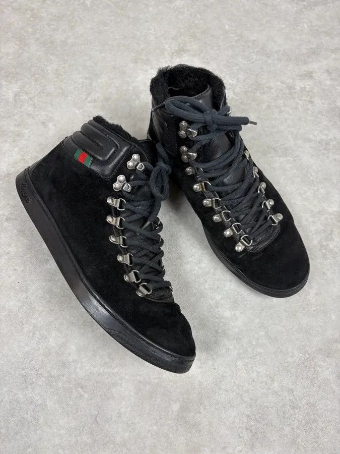 Gucci Gucci Black Suede Leather High Signature Sneakers Size US 7 / EU 40 - 5 Thumbnail