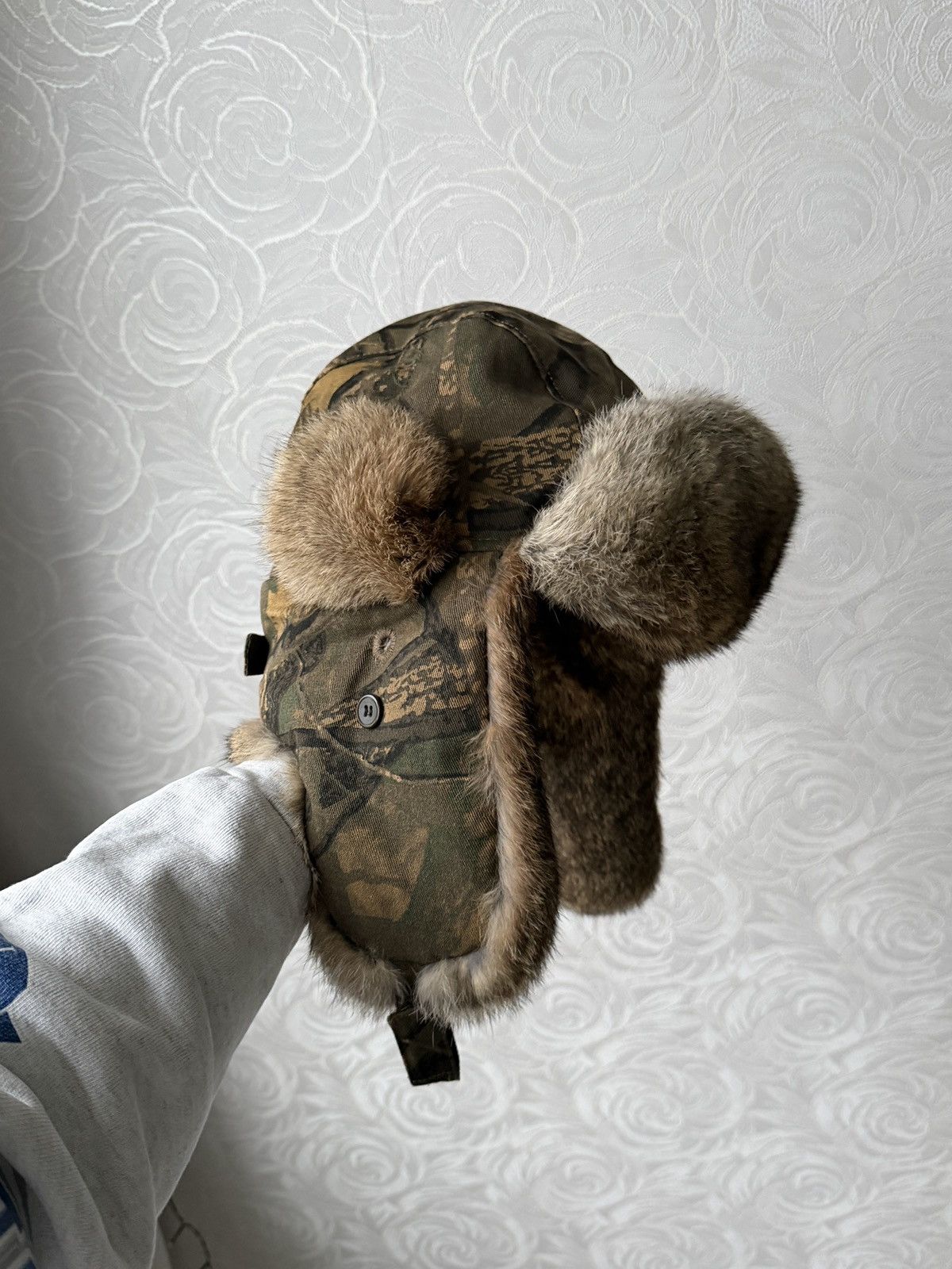 Realtree Rabbit Fur Earflap Hat Ushanka Camo Tree Y2K FRR Canada Rare Size ONE SIZE - 1 Thumbnail