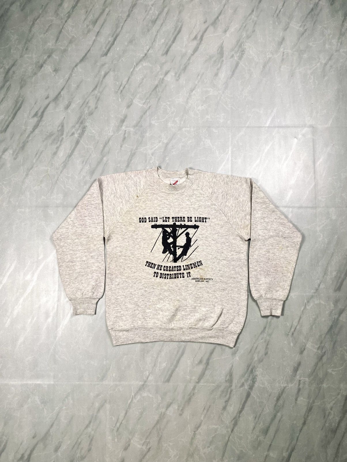 Jerzees Vintage Late 80s American Safety Shelby Wording Crewneck Size S / US 4 / IT 40 - 1 Thumbnail