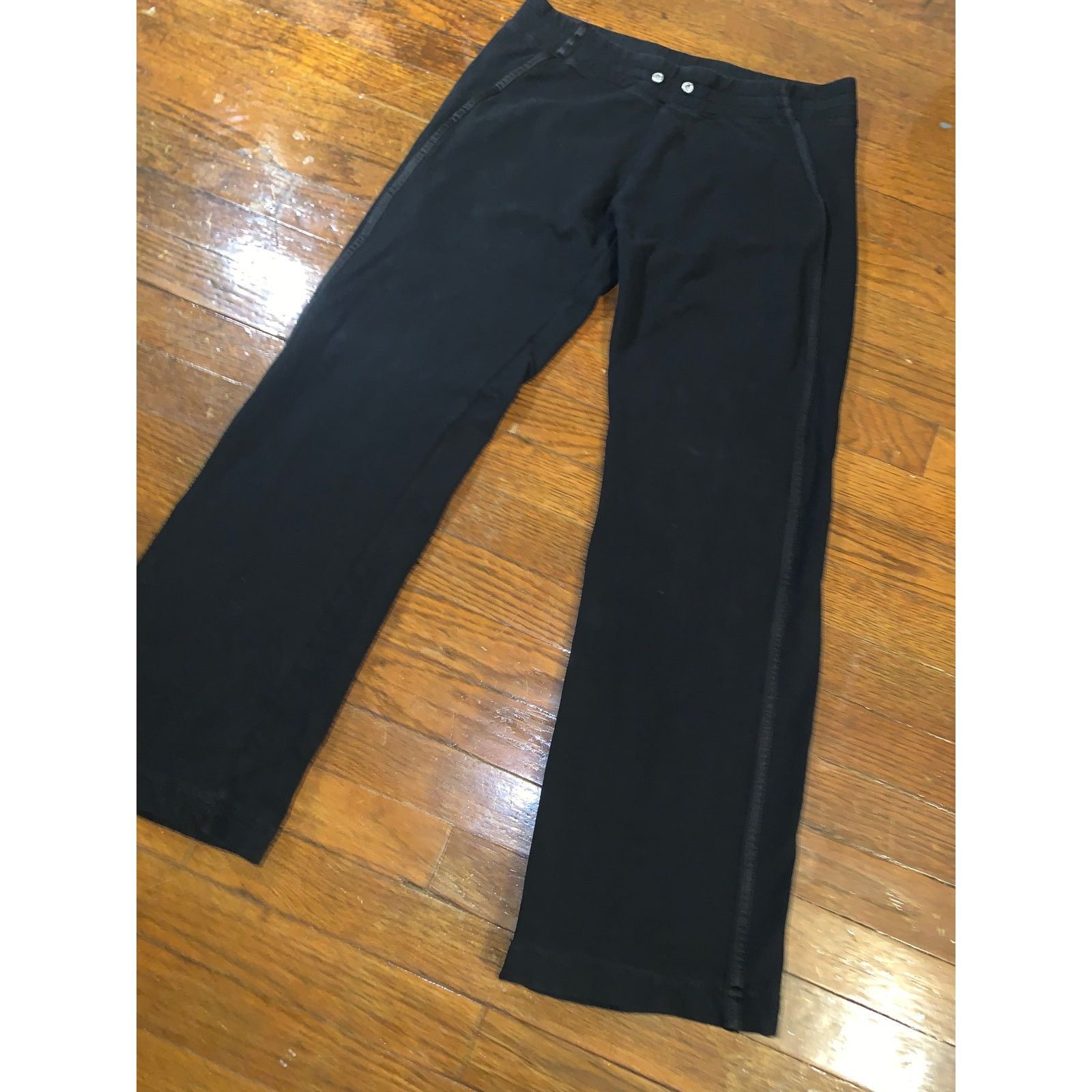 Bcbgmaxazria BCBG Rhinestone Flare Sweatpants Womens Large Black Low Rise Size 28" / US 6 / IT 42 - 6 Thumbnail