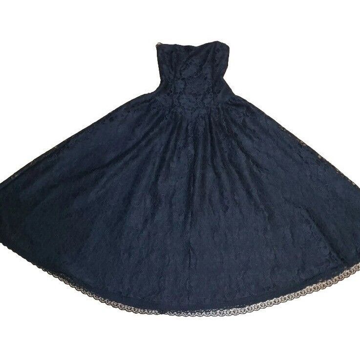 Vintage Vtg Strapless Corset Dress Womens 10 Black Lace NYE Cocktail Size S / US 4 / IT 40 - 3 Thumbnail