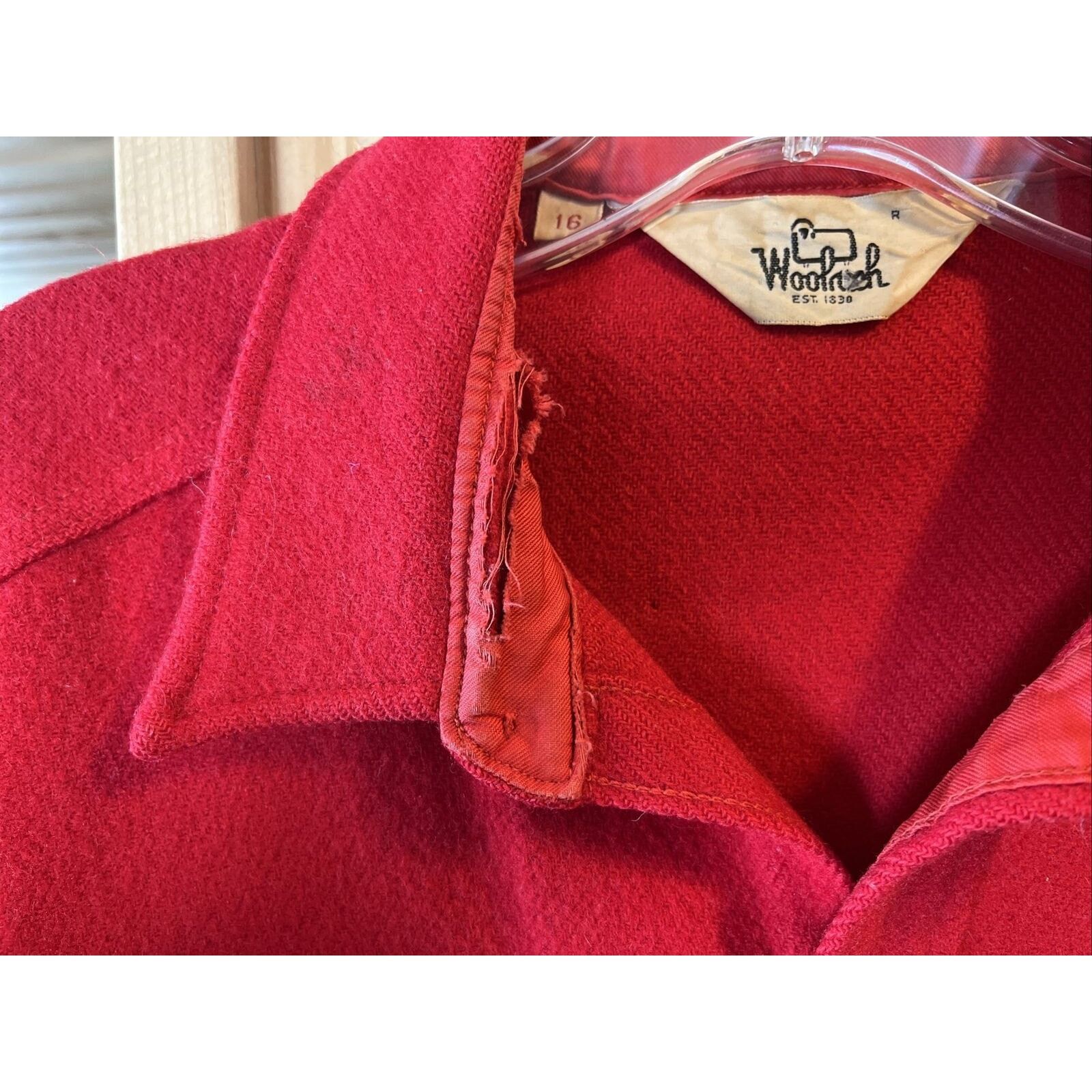 Woolrich Woolen Mills Woolrich Vintage Mens 16 Red Wool Western Distressed Flannel Size US L / EU 52-54 / 3 - 5 Thumbnail