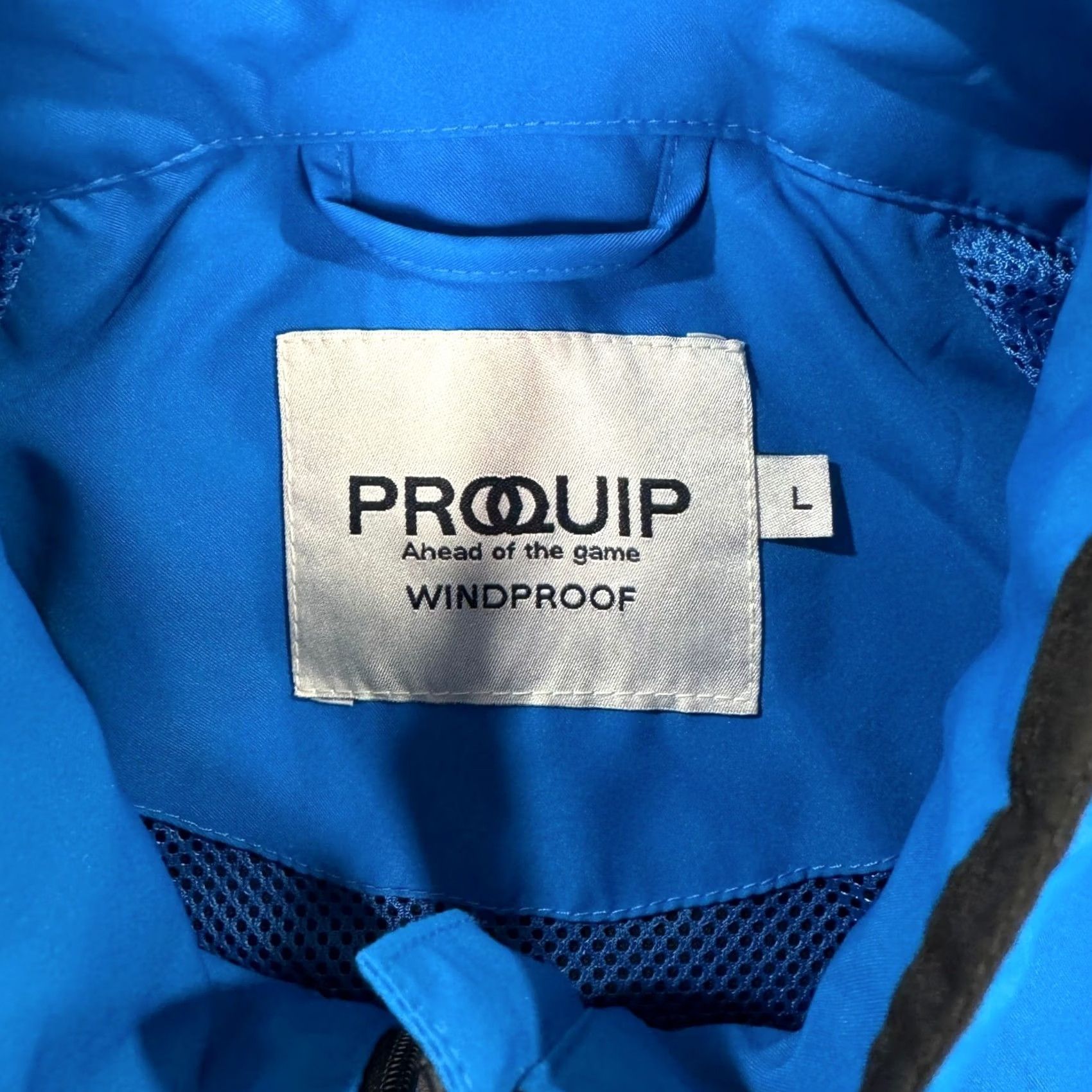 Vintage PROQUIP Men's Large Blue Windproof Golf Pullover Jacket Tedesco Cup Short Sleeve Size US L / EU 52-54 / 3 - 4 Thumbnail