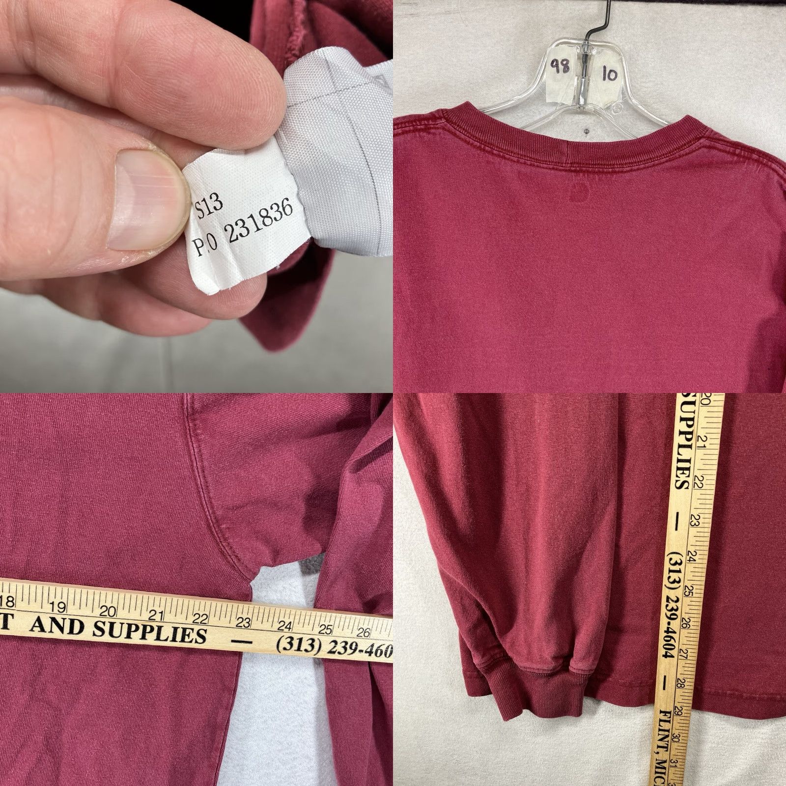 Carhartt Carhartt Mens Medium Long Sleeve T-Shirt Red Crew Neck Logo Pockets Solid All Seasons Heavyweight Cotton Size US M / EU 48-50 / 2 - 8 Thumbnail