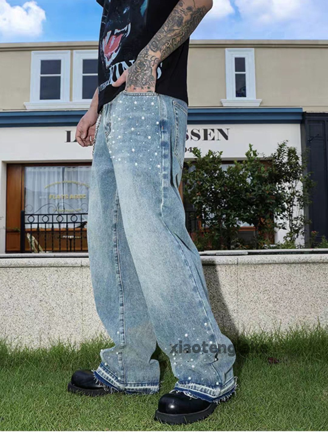 Vintage Custom washed faded loose baggy skate hiphop jeans Size US 34 / EU 50 - 1 Thumbnail