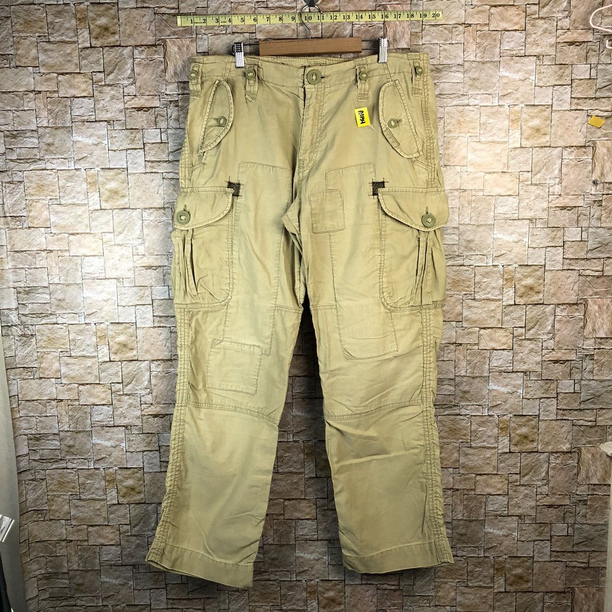 Japanese Brand Back Number Brown Cargo Multipocket Pants #A1134 Size US 35 - 1 Thumbnail