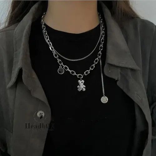 Japanese Brand × Vintage Hiphop Layered Stainless Steel Choker Necklace Size ONE SIZE - 3 Thumbnail