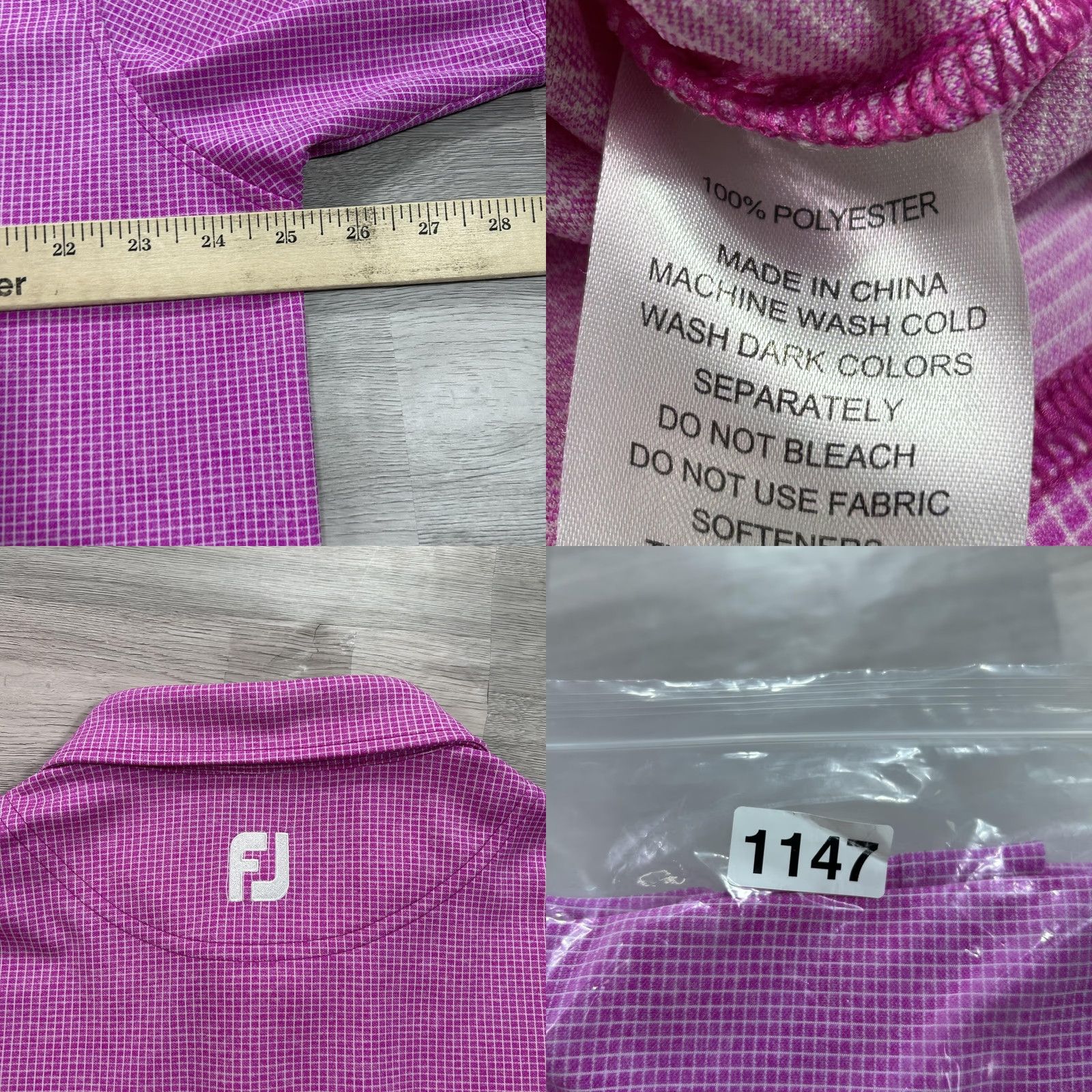 Footjoy FootJoy Polo Shirt Mens XL Pink Check PGA WEST Golf Polyester Short Sleeve Size US XL / EU 56 / 4 - 8 Thumbnail