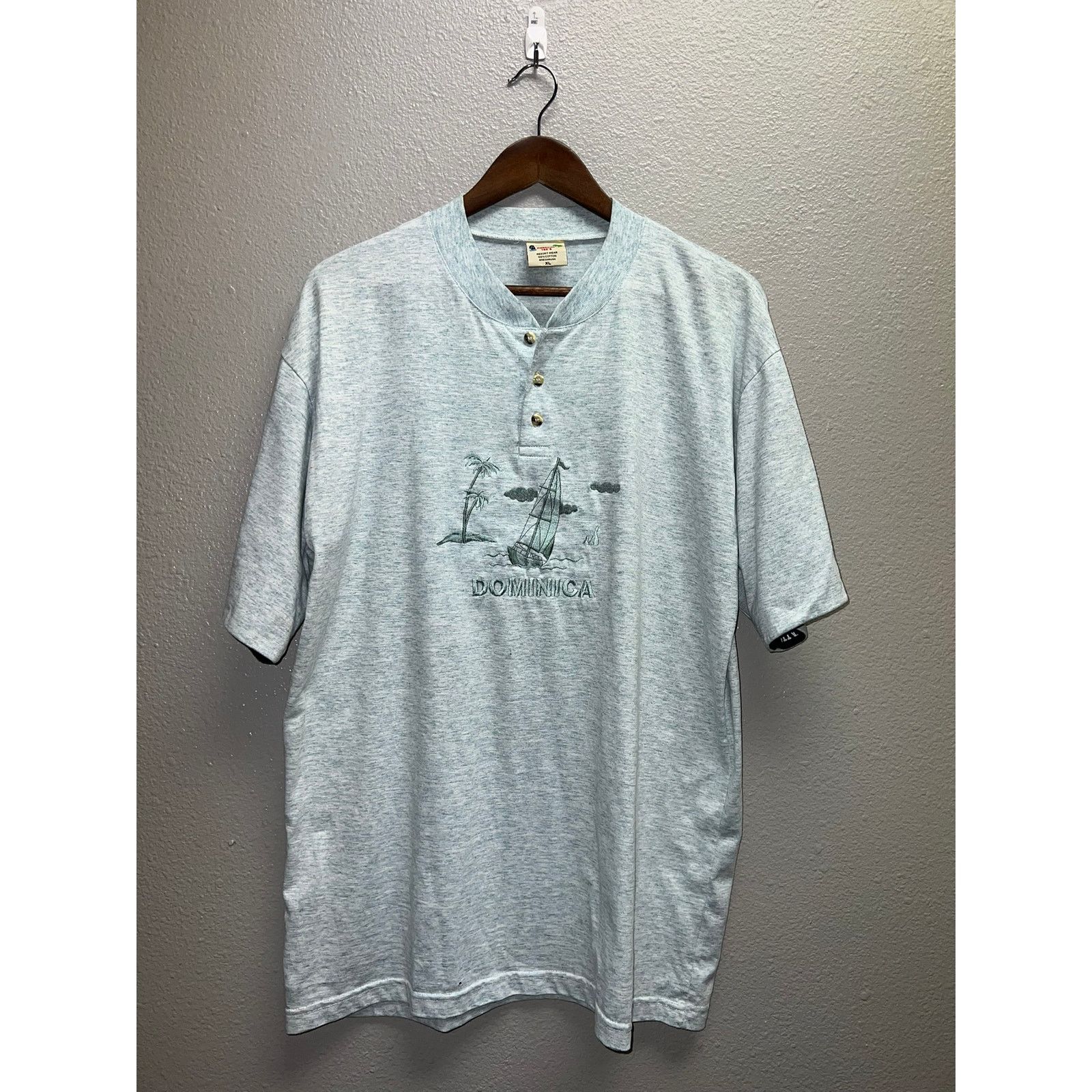 Vintage Vintage Dominica Shirt Sailboat 1/4 Button Down Tee 90s XL Size US XL / EU 56 / 4 - 1 Thumbnail