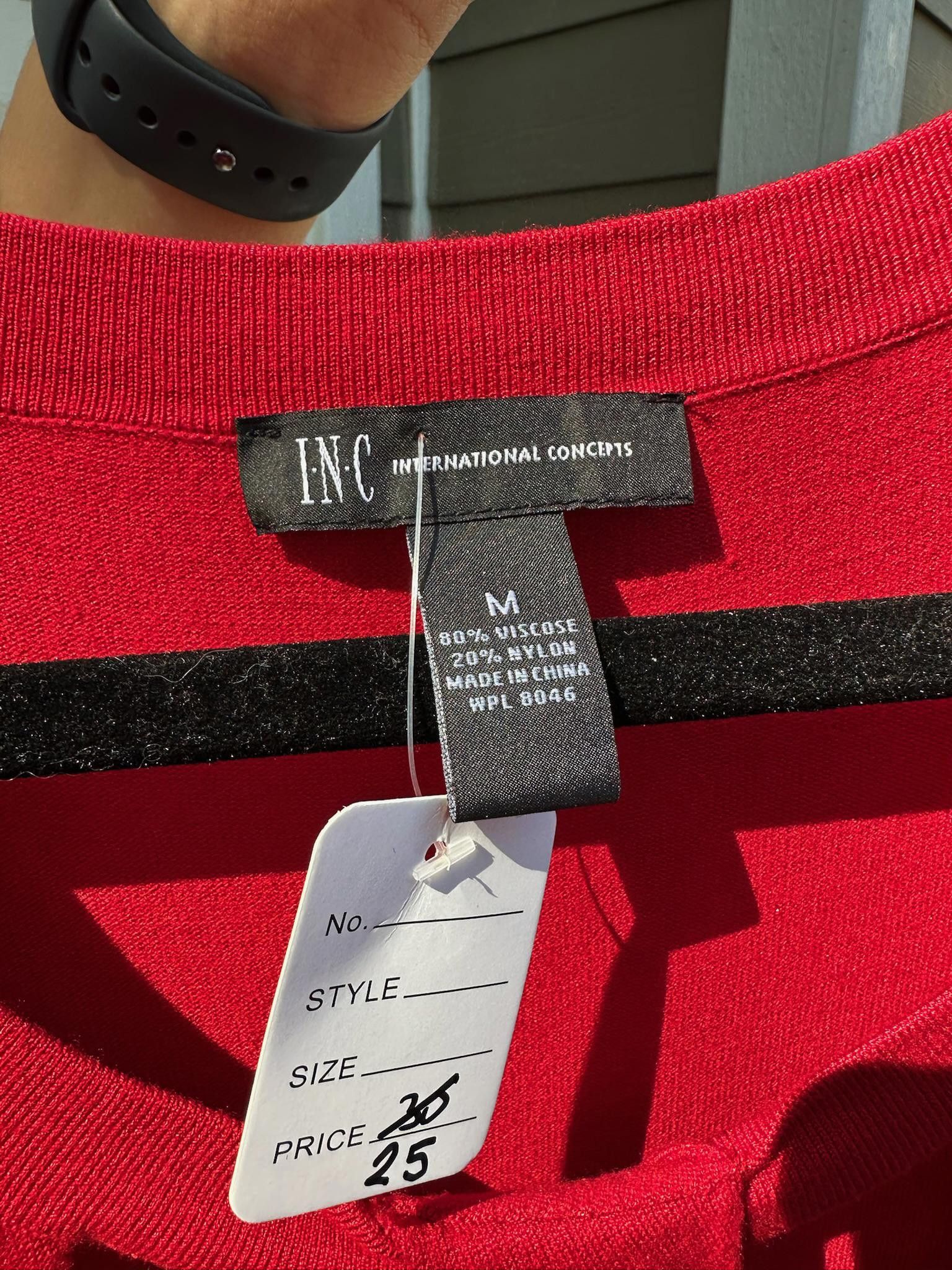 Designer INC International Concepts Red Long Sleeve Dress - Size M Size M / US 6-8 / IT 42-44 - 3 Thumbnail
