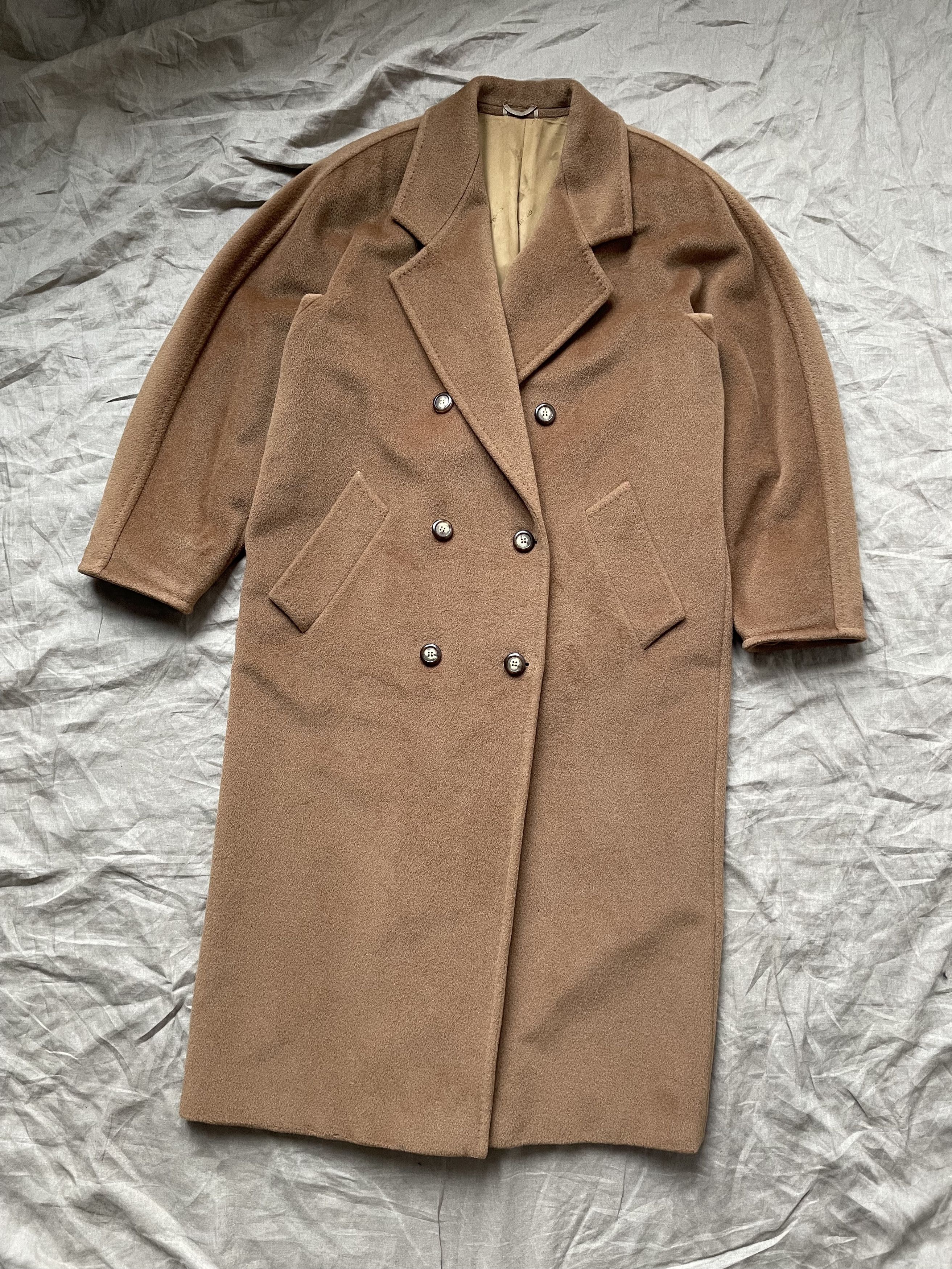 image of Cashmere Wool Max Mara Wool Cashmere Double Breasted Coat 6338Ac in Beige, Women's (Size Small)