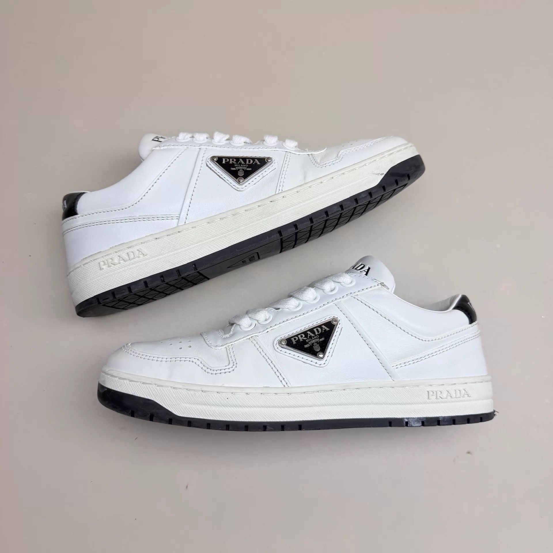 Prada Prada Black White Triangle Logo Sneakers 36 99New Size US 5.5 / IT 35.5 - 5 Thumbnail