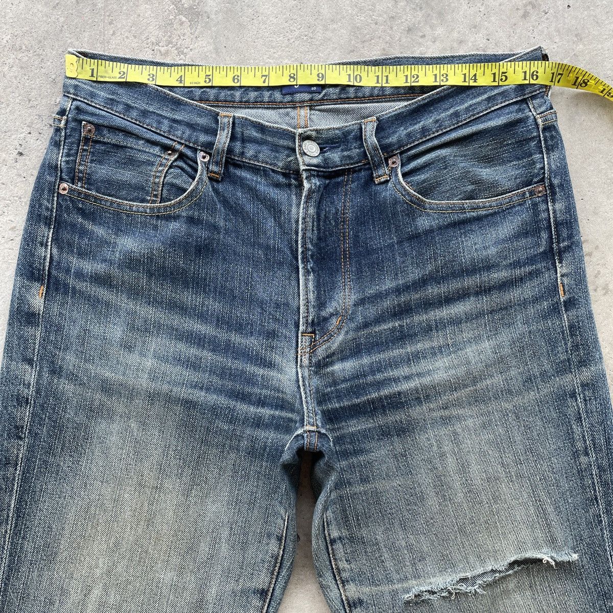 Japanese Brand W33💥 Japanese Brand Gu Distressed Jeans Denim Pants Faded Size US 33 - 5 Thumbnail