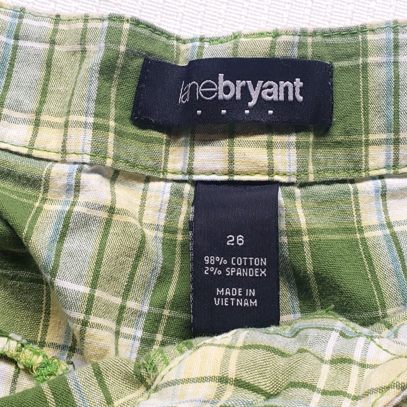 Vintage Lane Bryant Shorts Bermuda Green Plaid Pockets Plus Size 26 Womens Size 26" / US 2 / IT 38 - 2 Thumbnail