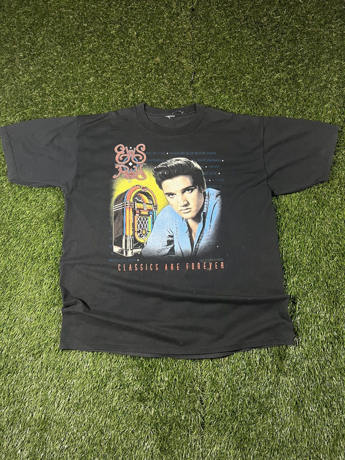 Band Tees Vintage 90s Elvis Presley Rock Juke Box Vibrant Portrait Tee Size US XL / EU 56 / 4 - 1 Thumbnail