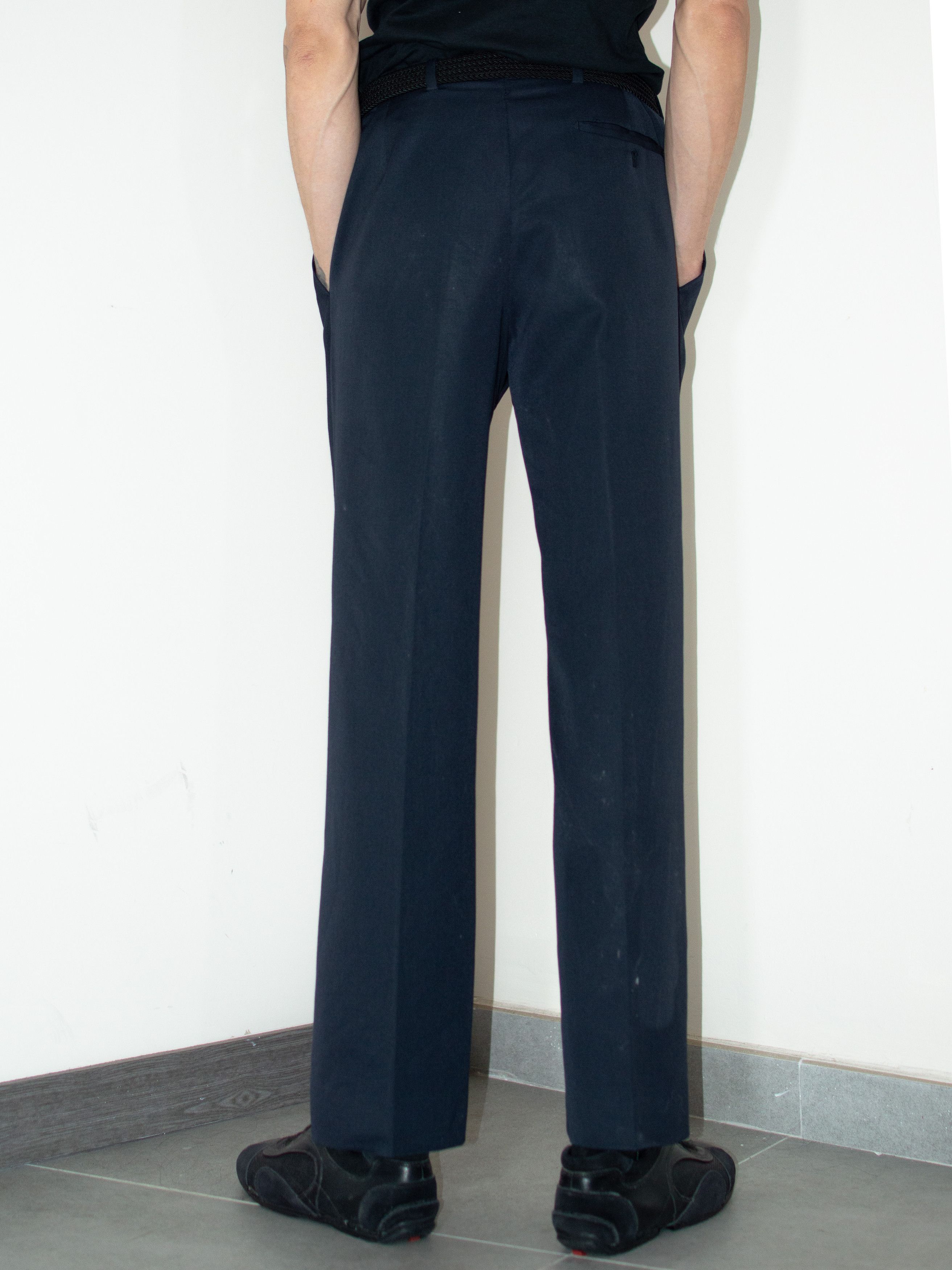 Burberry × Designer × Vintage OG 90s vintage Burberry Navy Wool wide leg Chino Trousers Size US 28 / EU 44 - 4 Thumbnail