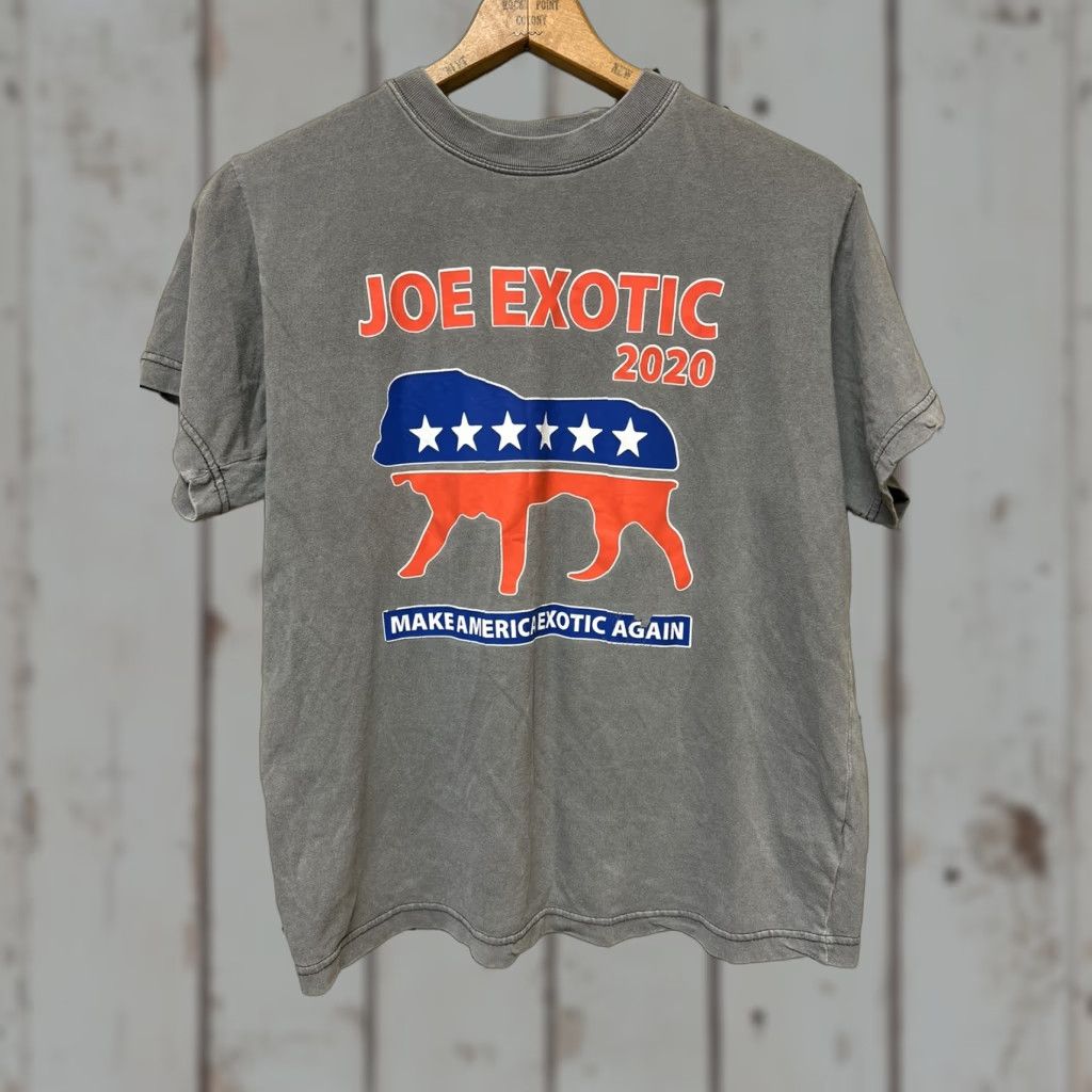 Vintage Mens Joe Exotic 2020 Campaign Political T-shirt Gray Short Sleeve S Tiger Size US S / EU 44-46 / 1 - 1 Thumbnail