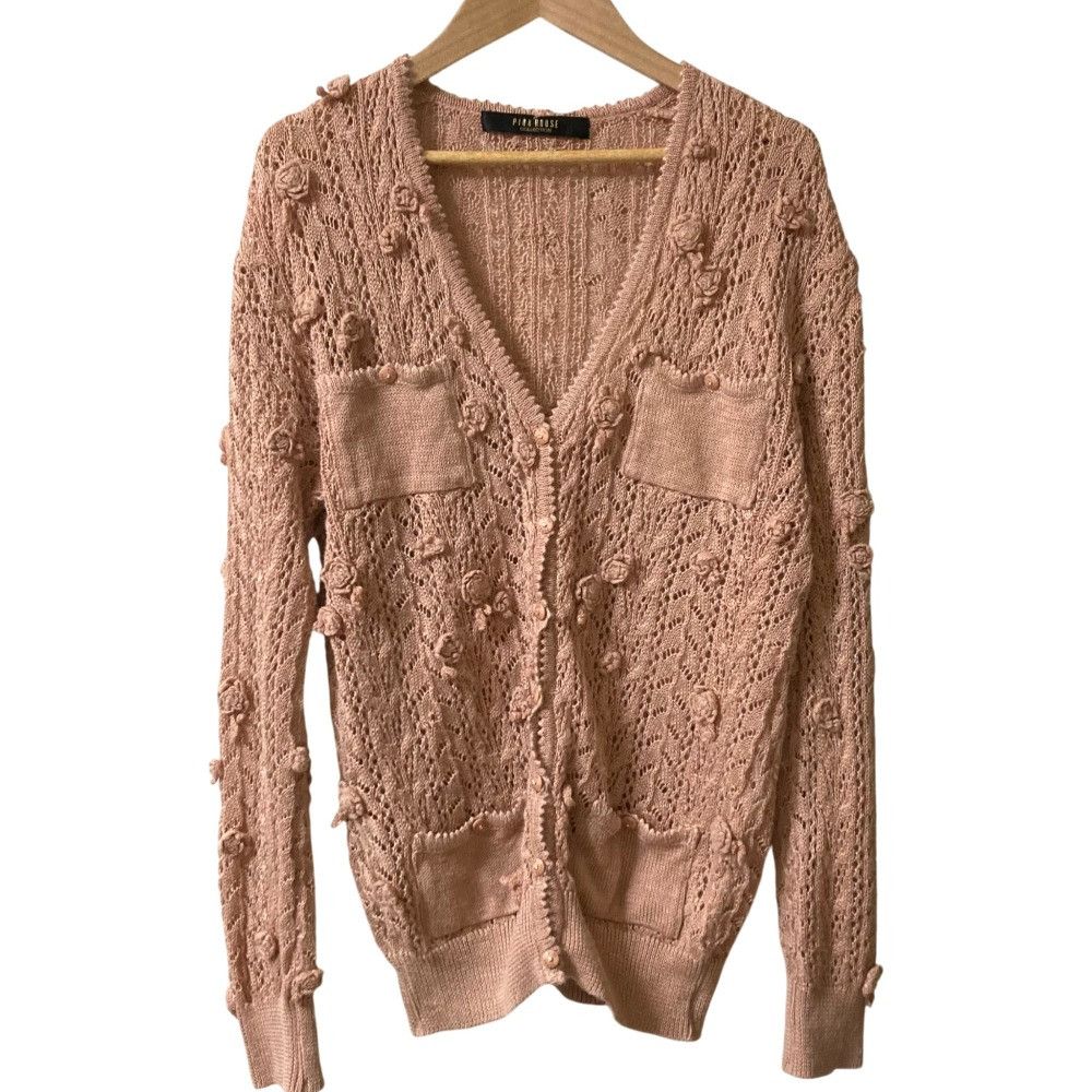 Other Other PINK HOUSE COLLECTION Flower Corsage Knit Cardigan Cotton Tops DUTY FREE for USA Size ONE SIZE - 1 Thumbnail