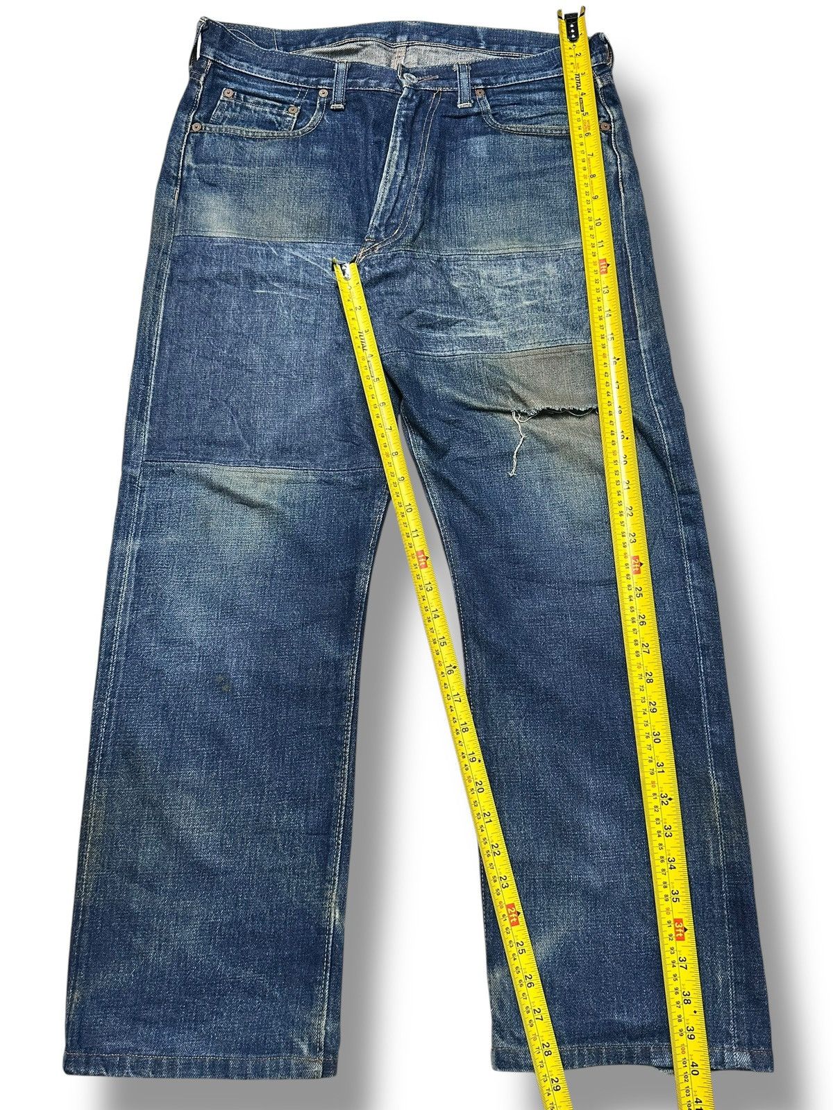 Denime Denime Vintage 80's Distressed Selvedge Baggy Faded Wash Size US 34 / EU 50 - 14 Thumbnail