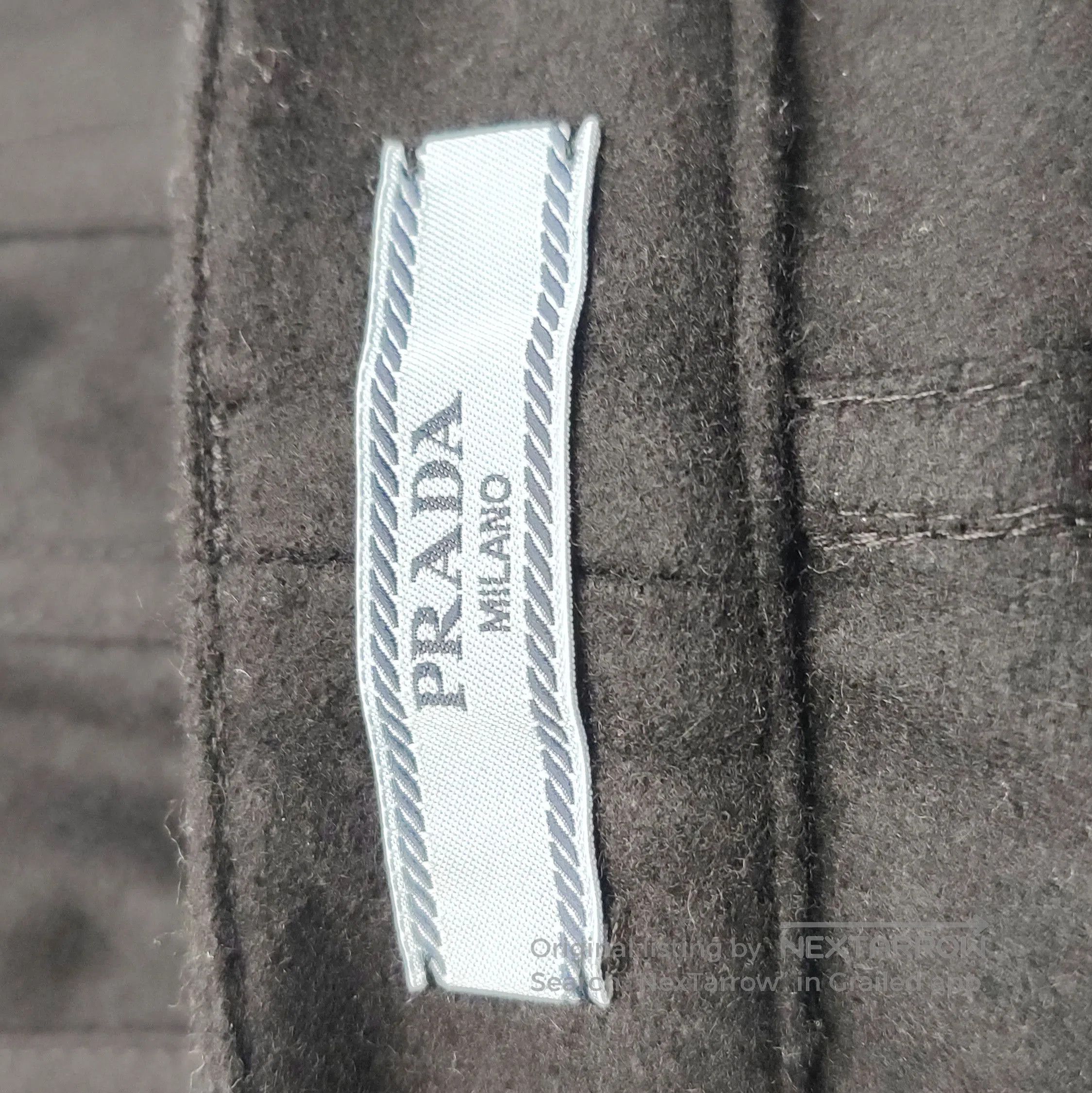 Prada Prada Wool Blend Triangle Logo Trousers in Black . Size 37" - 6 Thumbnail