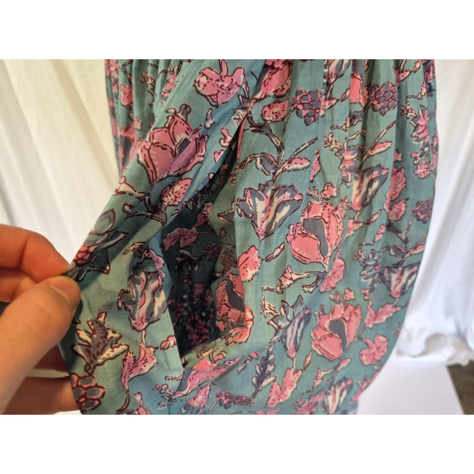 Other New India Collection Blue/Green Pink Cotton Maxi Dress XS Size XS / US 0-2 / IT 36-38 - 4 Thumbnail