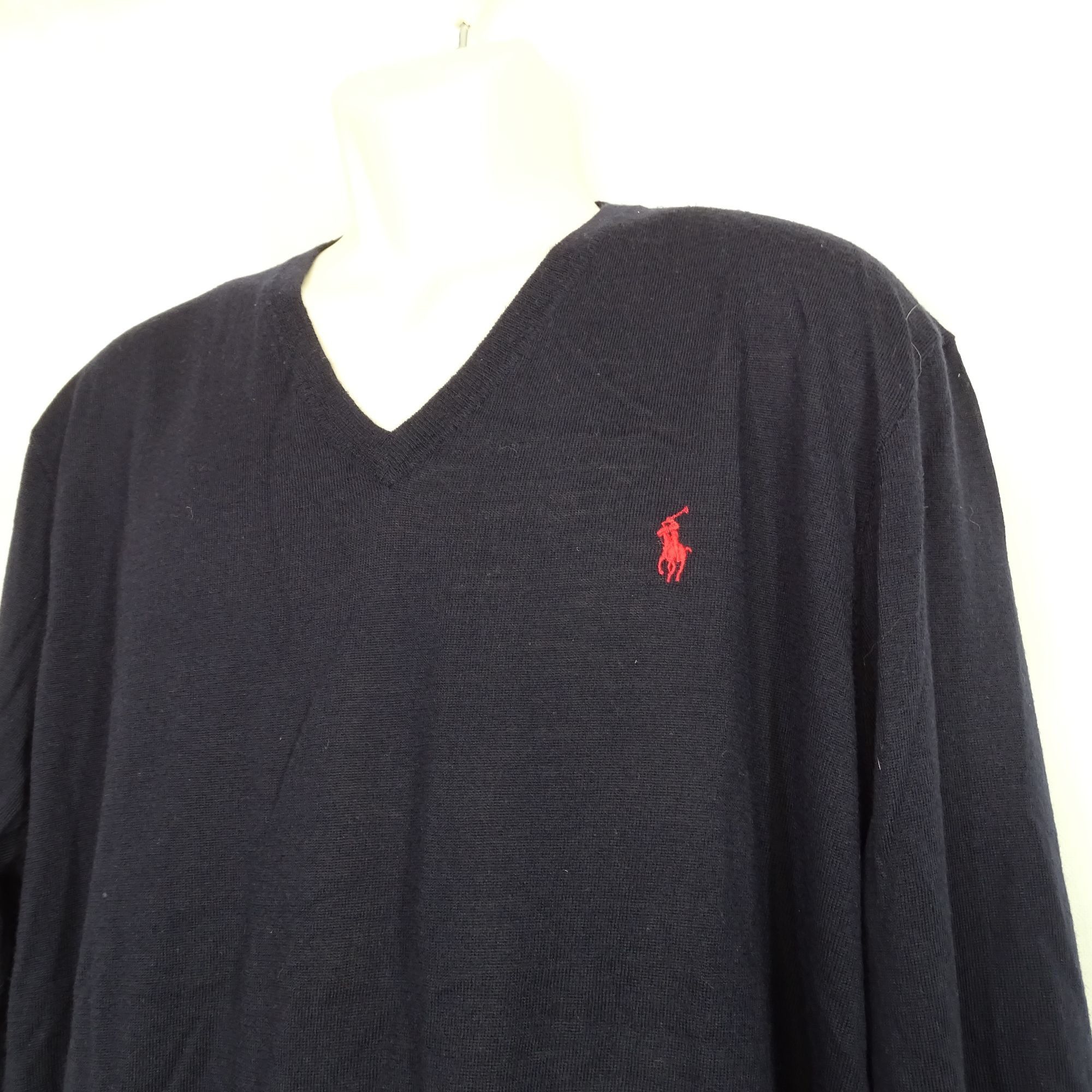 Polo Ralph Lauren Polo Ralph Lauren Blue Slim Fit Wool V-Neck Sweater Size XXL Size US XXL / EU 58 / 5 - 2 Thumbnail