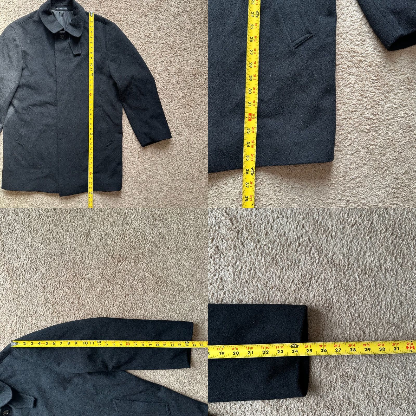 CLOSED Mens Wool Coat 42 Regular Button Close Black Point Collar Pockets Jacket Size US XS / EU 42 / 0 - 8 Thumbnail