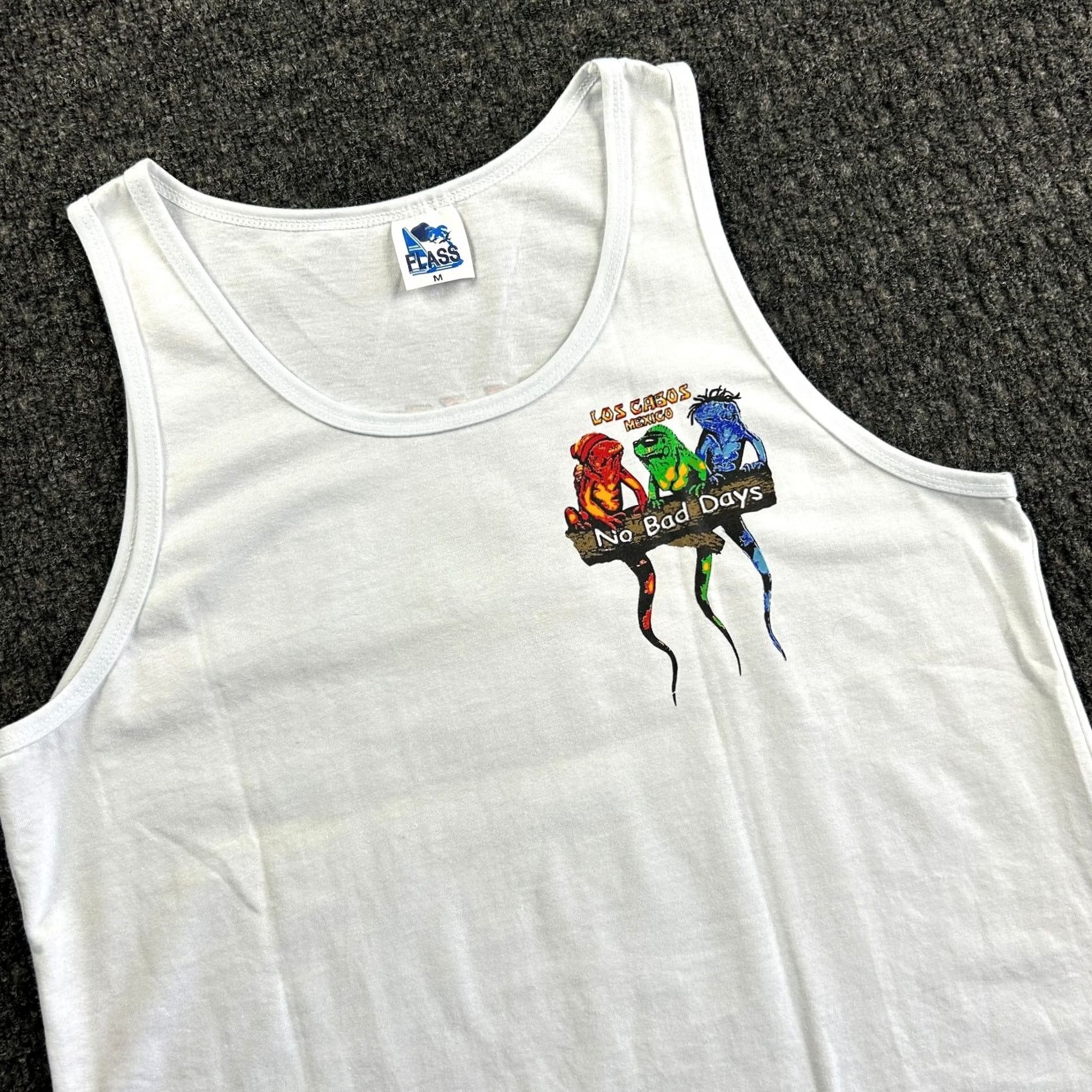 Vintage VINTAGE Flass Shirt M White Cotton Graphic Print Logo Sleeveless T-Shirt Men Iguanas Band Beach California 90s Style M Mens Size US M / EU 48-50 / 2 - 4 Thumbnail