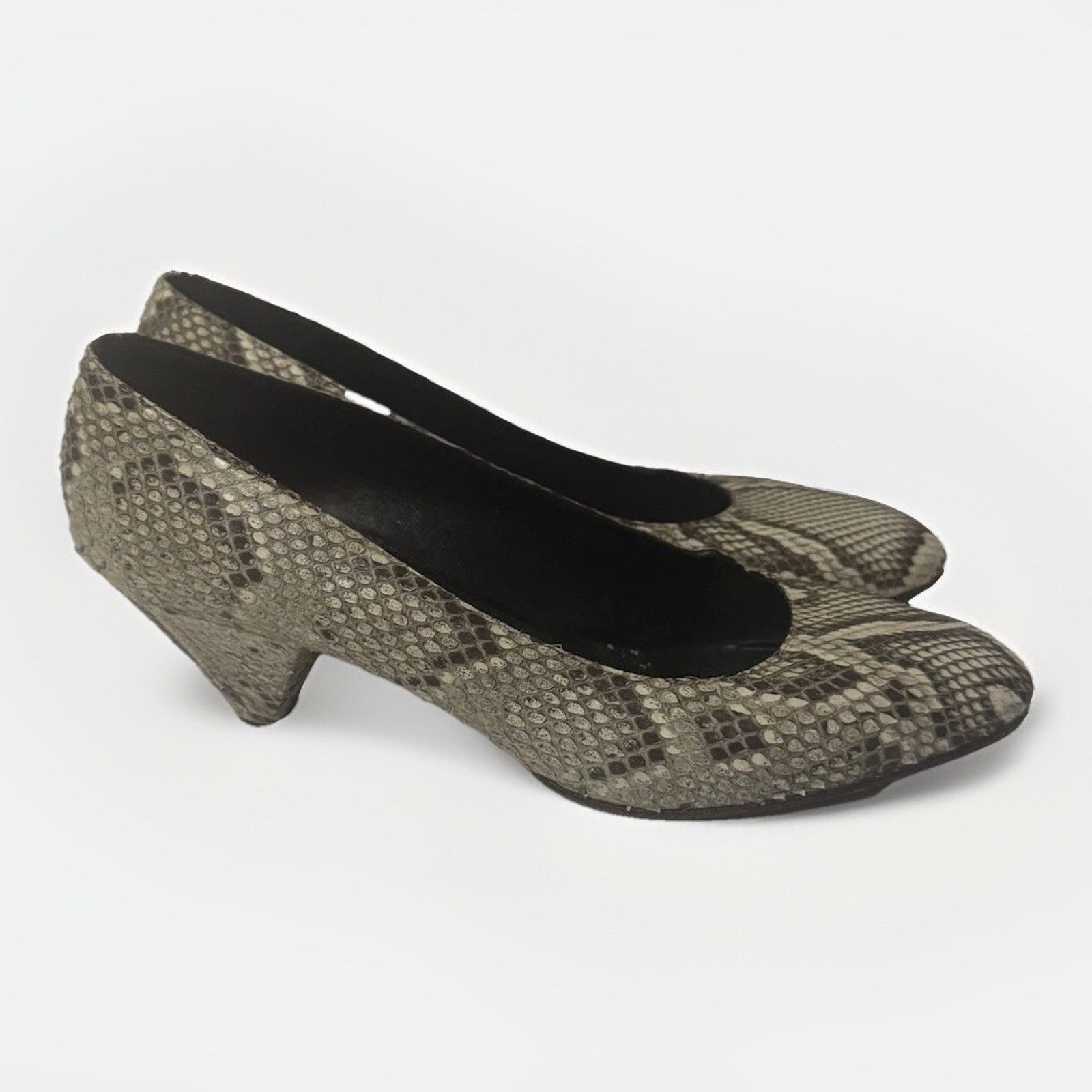 Other Gianmarco Lorenzi Python Leather Heels Italy Beige Black Size US 8.5 / IT 38.5 - 1 Thumbnail