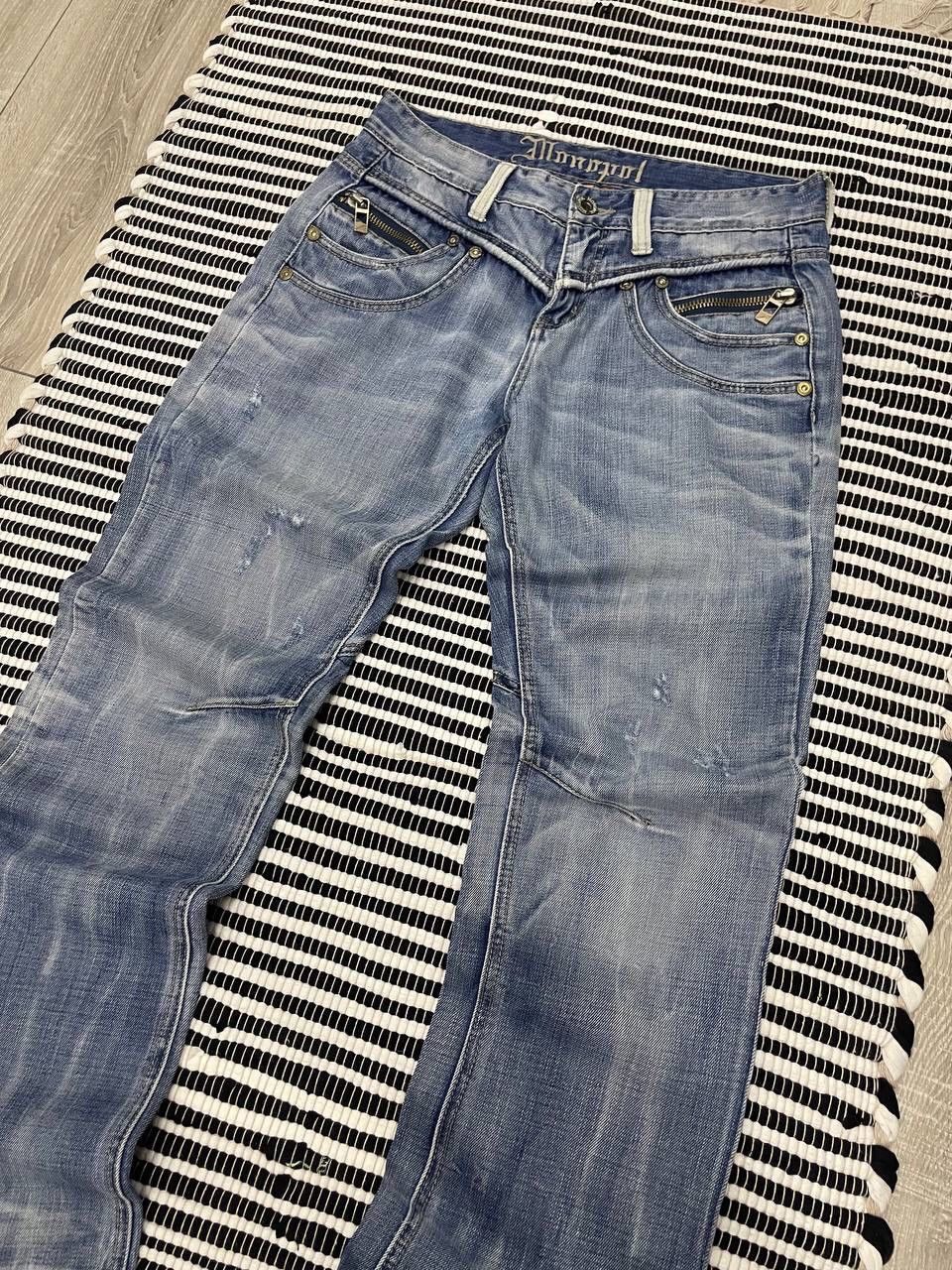 Japanese Brand Vintage Crazy Monopol Distressed Denim Jeans Y2K Size US 32 / EU 48 - 4 Thumbnail
