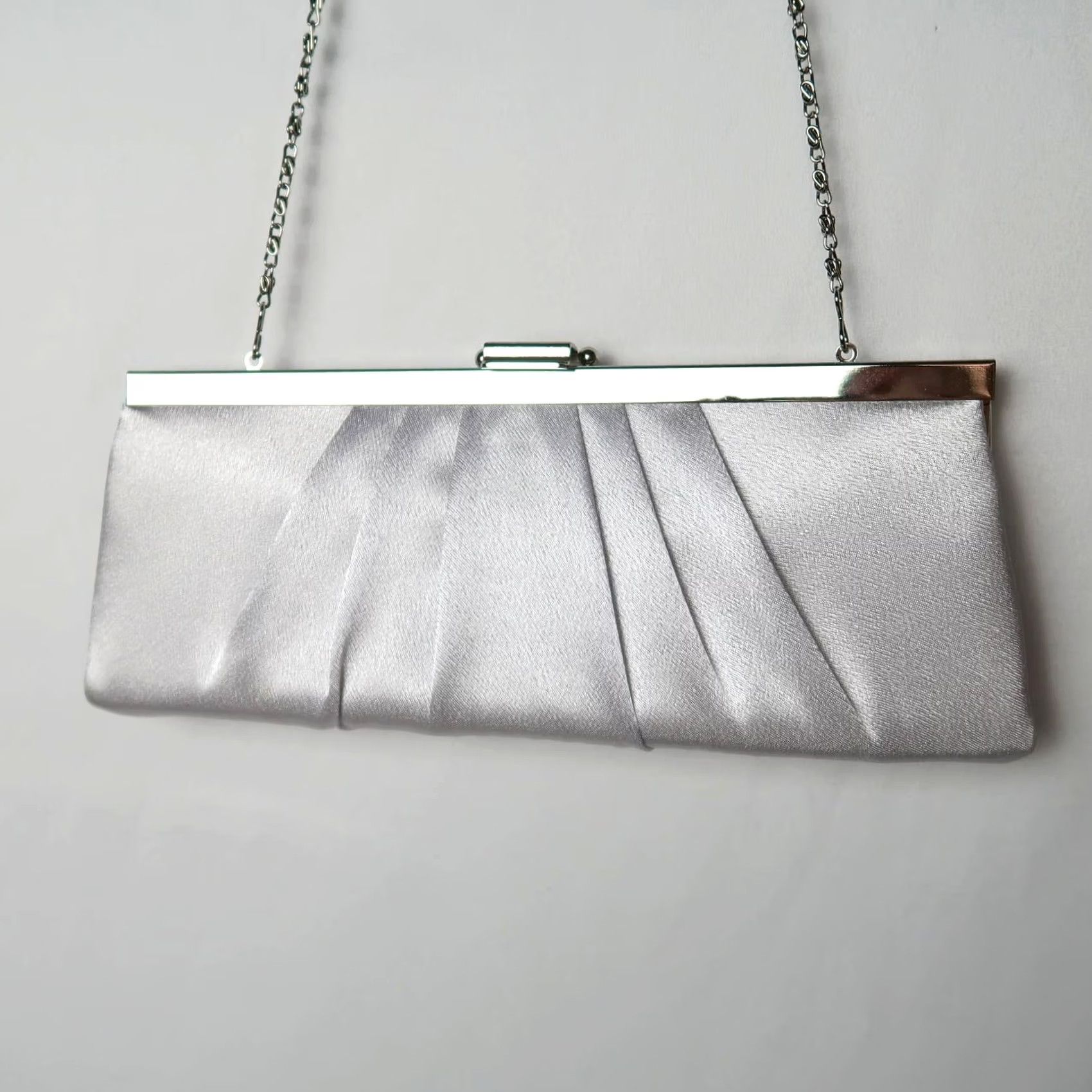 Vintage VINTAGE Gunne Sax Purse Silver Y2K satin clutch with chain strap Size ONE SIZE - 2 Thumbnail