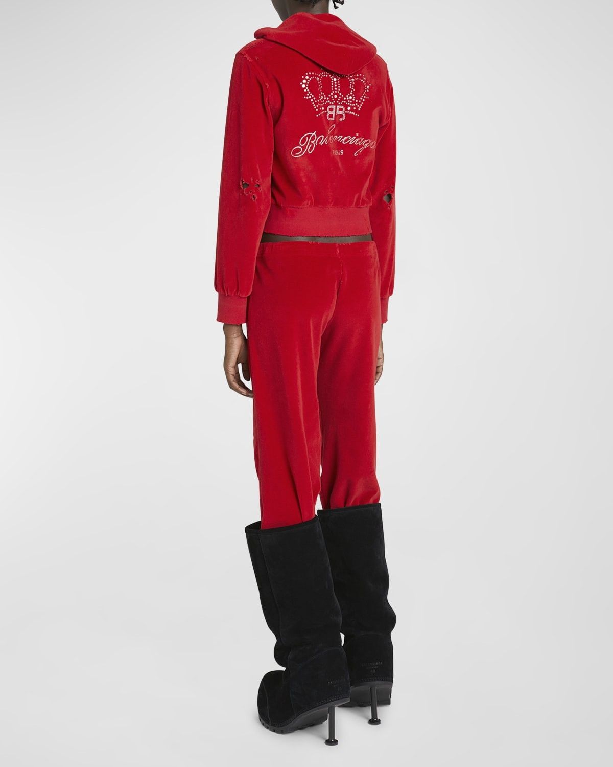 Balenciaga o1bcso1str0525 BB Motel Zip Up Hoodie Fitted in Red Size S / US 4 / IT 40 - 4 Thumbnail