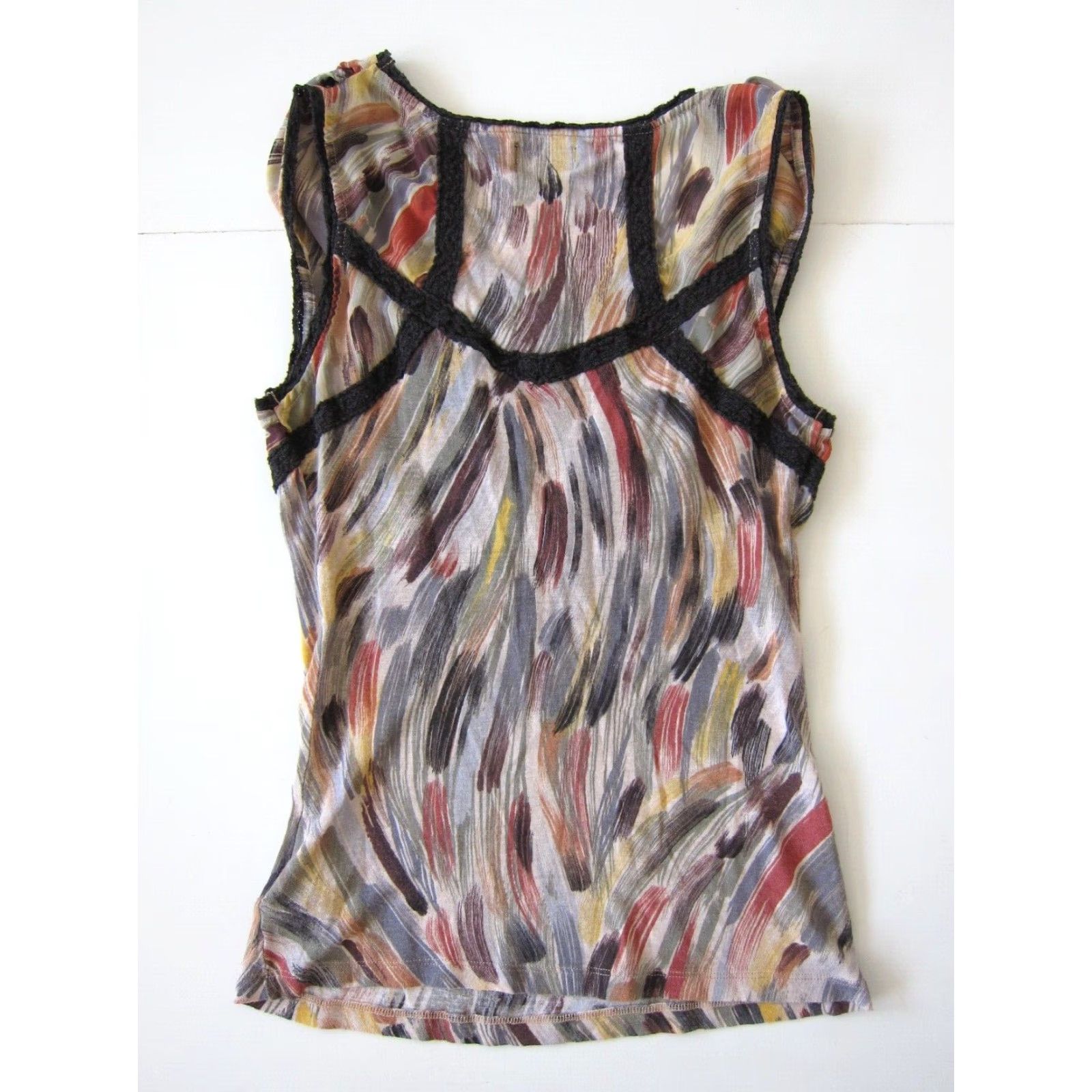 Anthropologie Deletta Blouse Tunic Sleeveless Orange Yellow Grey Small Women Size S / US 4 / IT 40 - 2 Thumbnail