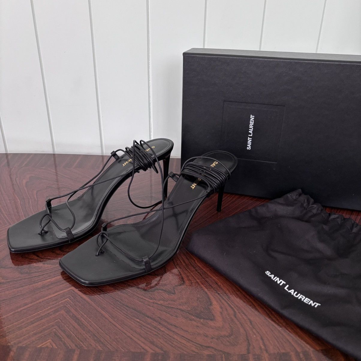 Saint Laurent Paris New SAINT LAURENT Minimalist Black Leather Sandal Heels Size US 11.5 / IT 41.5 - 2 Thumbnail