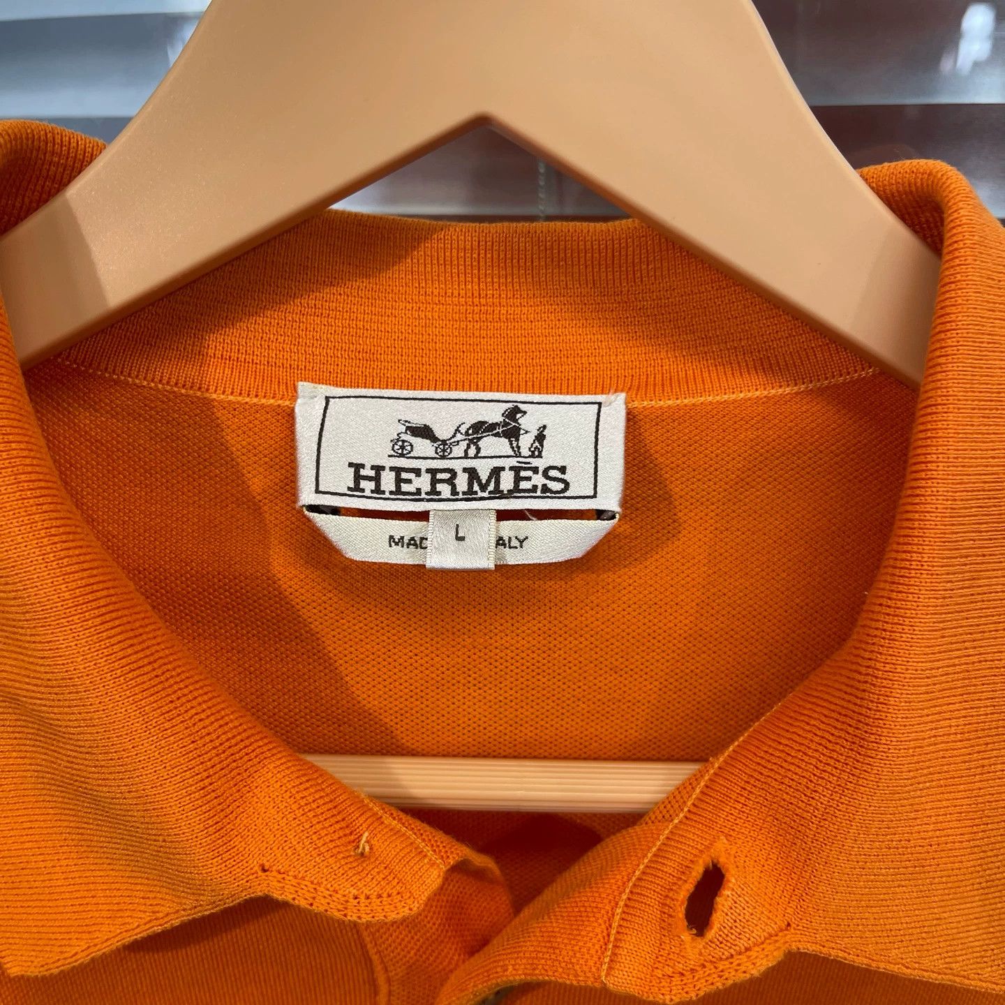 Hermes Hermes Orange Pocket Embroidery Polo Shirt L Size US L / EU 52-54 / 3 - 3 Thumbnail